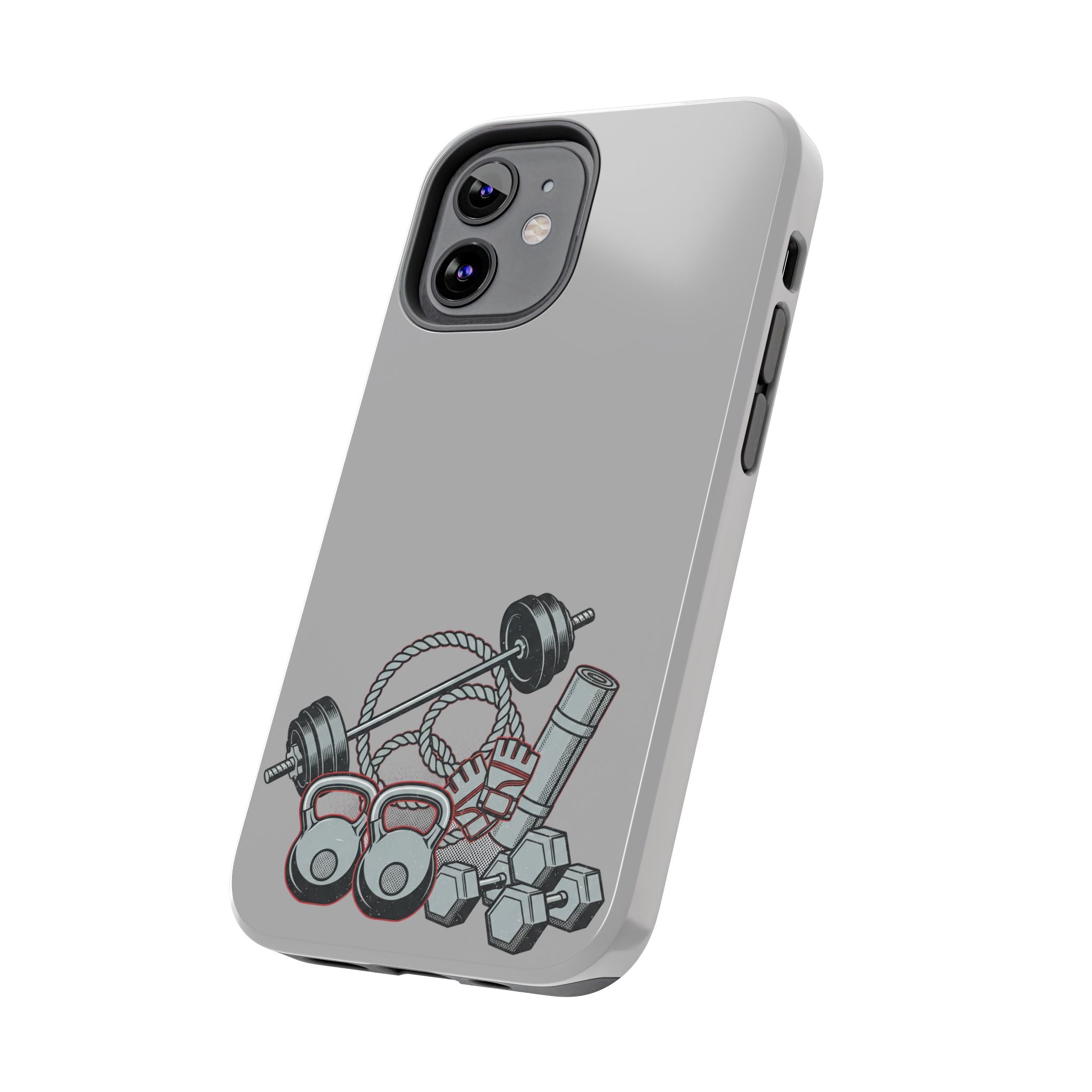 Fitness Gear Tough Phone Case — Dumbbells, Kettlebells & Jump Rope Design