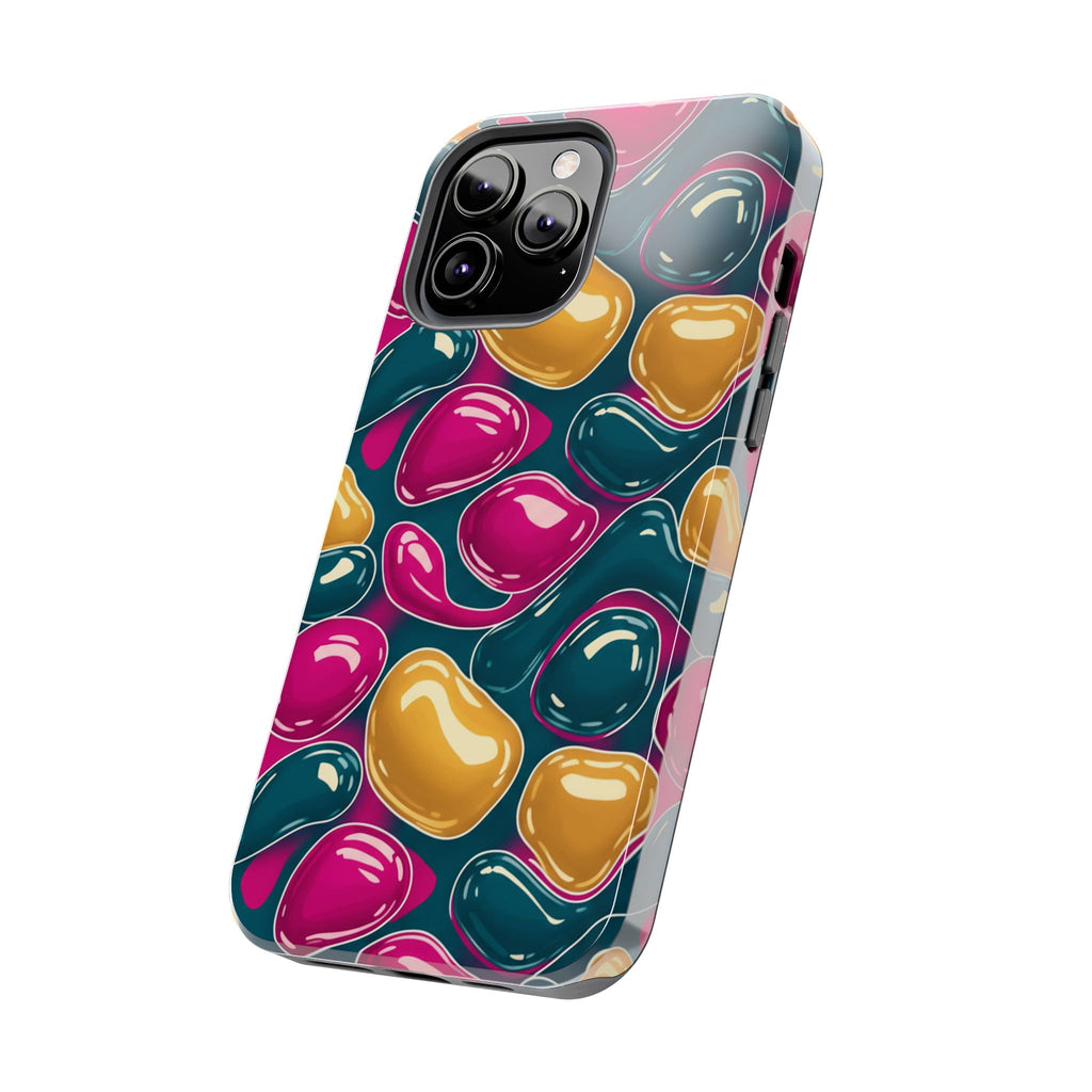 Abstract Colorful Blob Phone Case — Bold Teal, Magenta & Gold Protective Cover