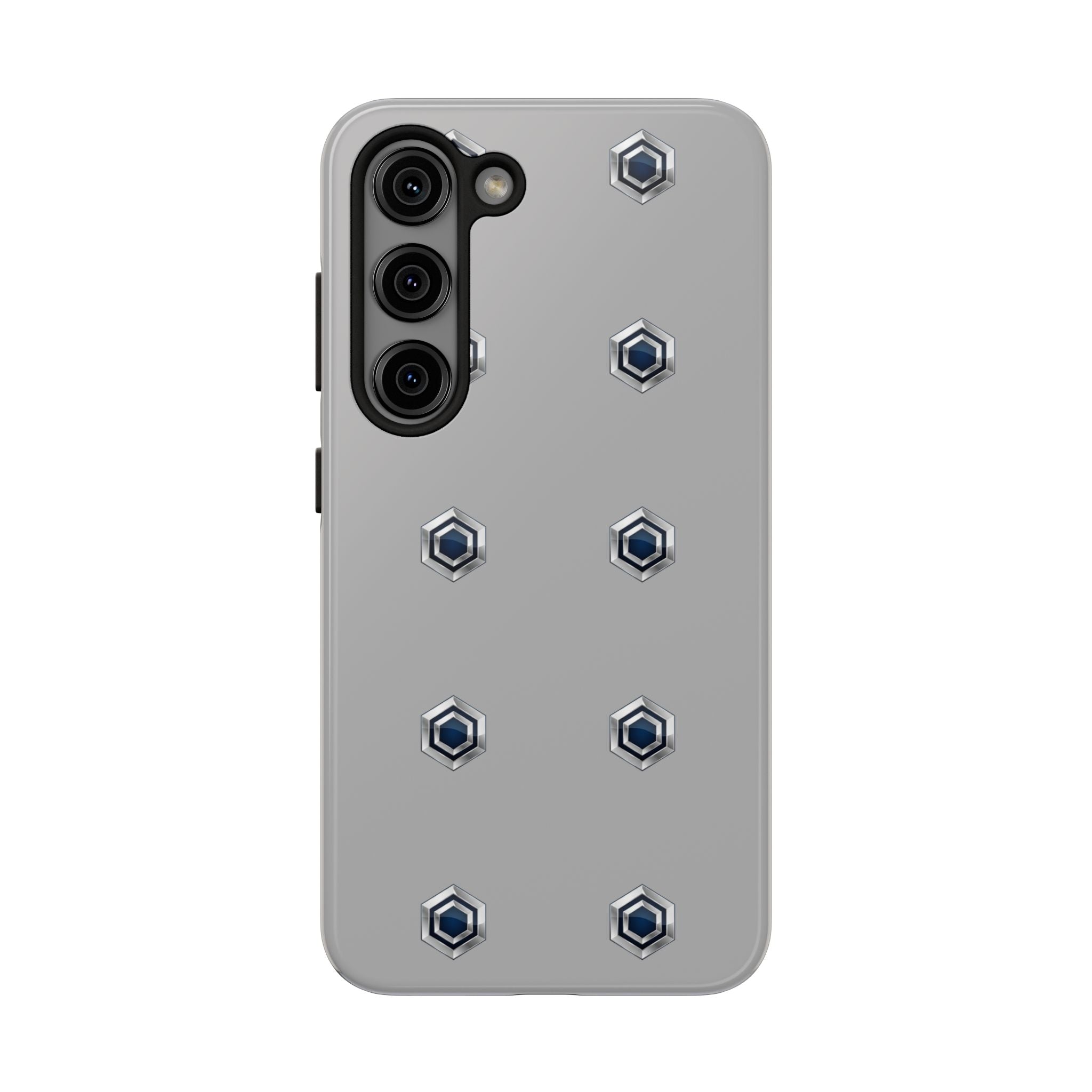 Tough Phone Case — Minimal Hex Rivet Armor (Gray)