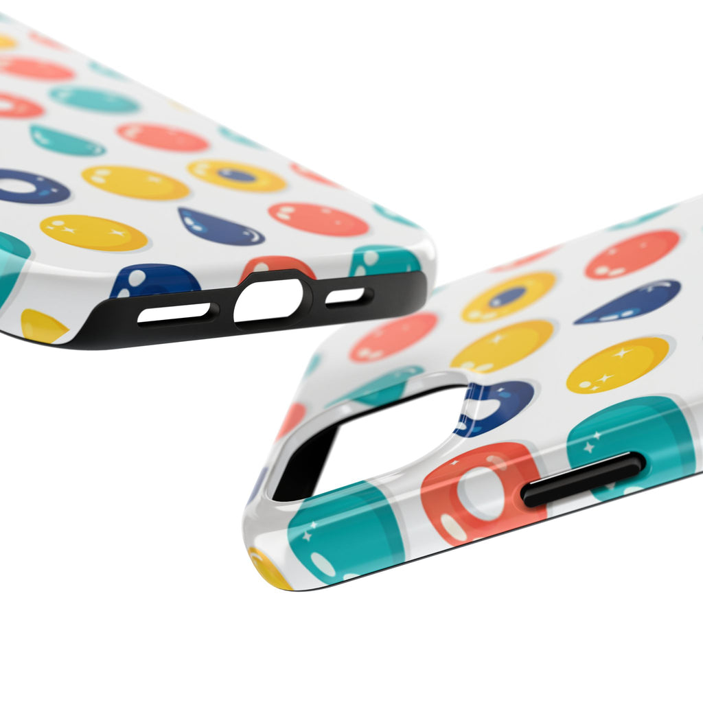 Colorful Candy Dot Tough Phone Case — Bright Retro Polka Drop Design