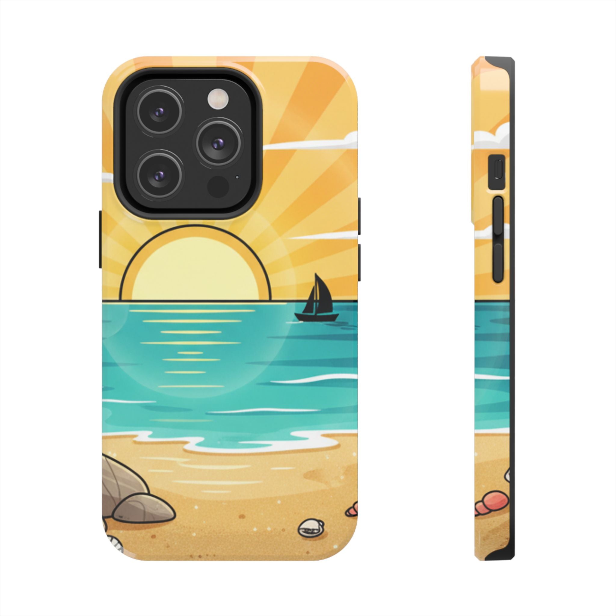 Tough Phone Case — Sunset Beach Sailboat Design