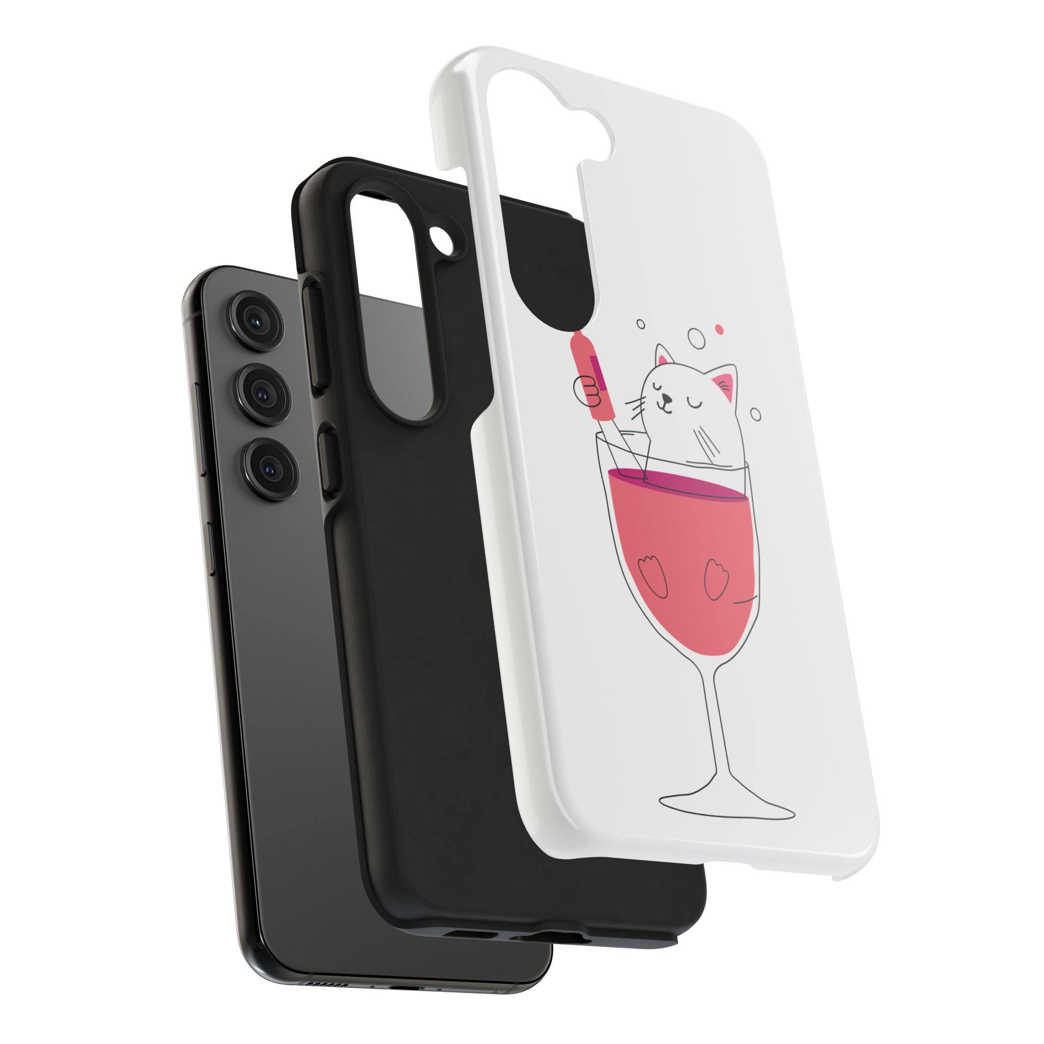 Cat Wine Phone Case — Cute Cat in Wine Glass Protective Case