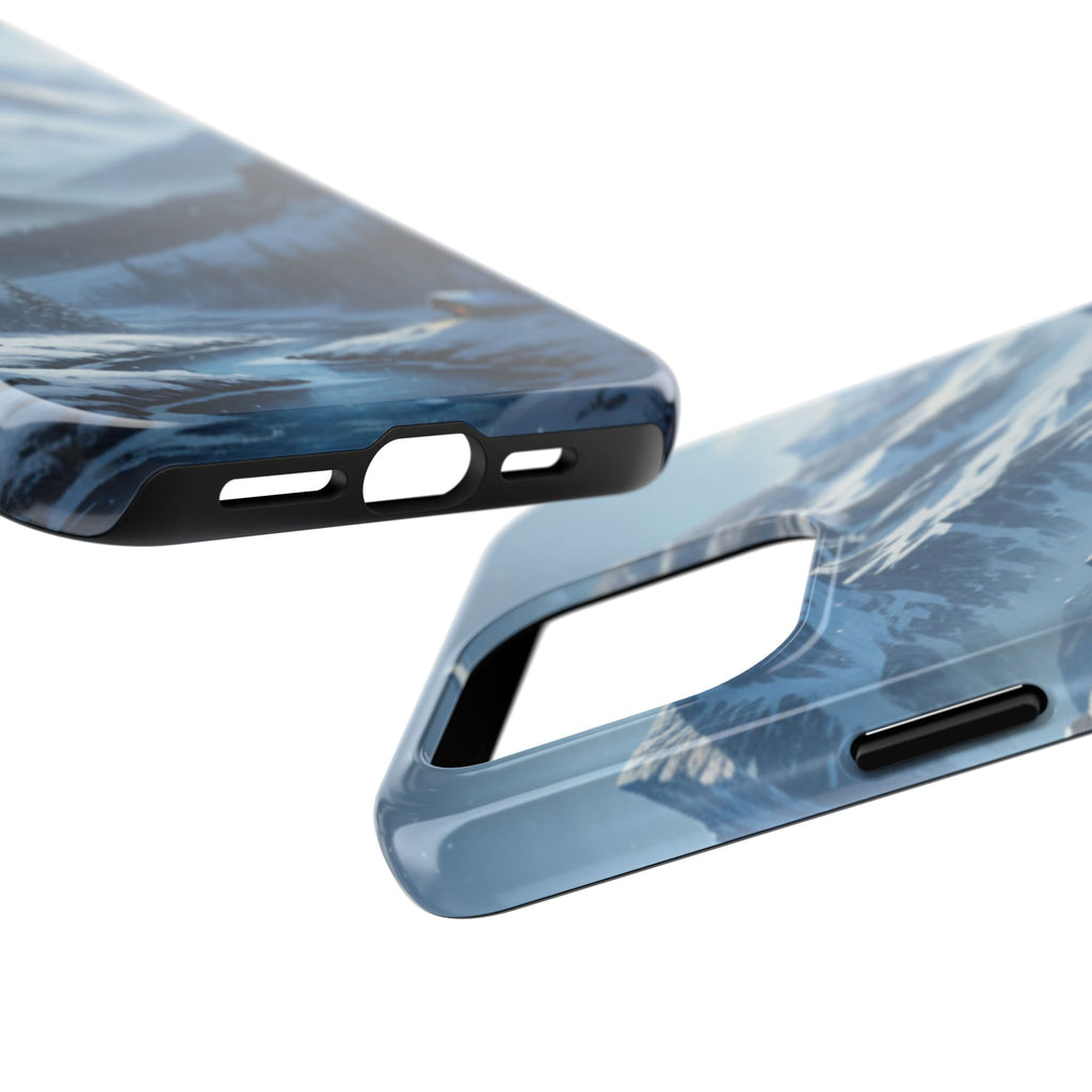 Tough Phone Case — Snowy Mountain Cabin Landscape Protective Phone Cover