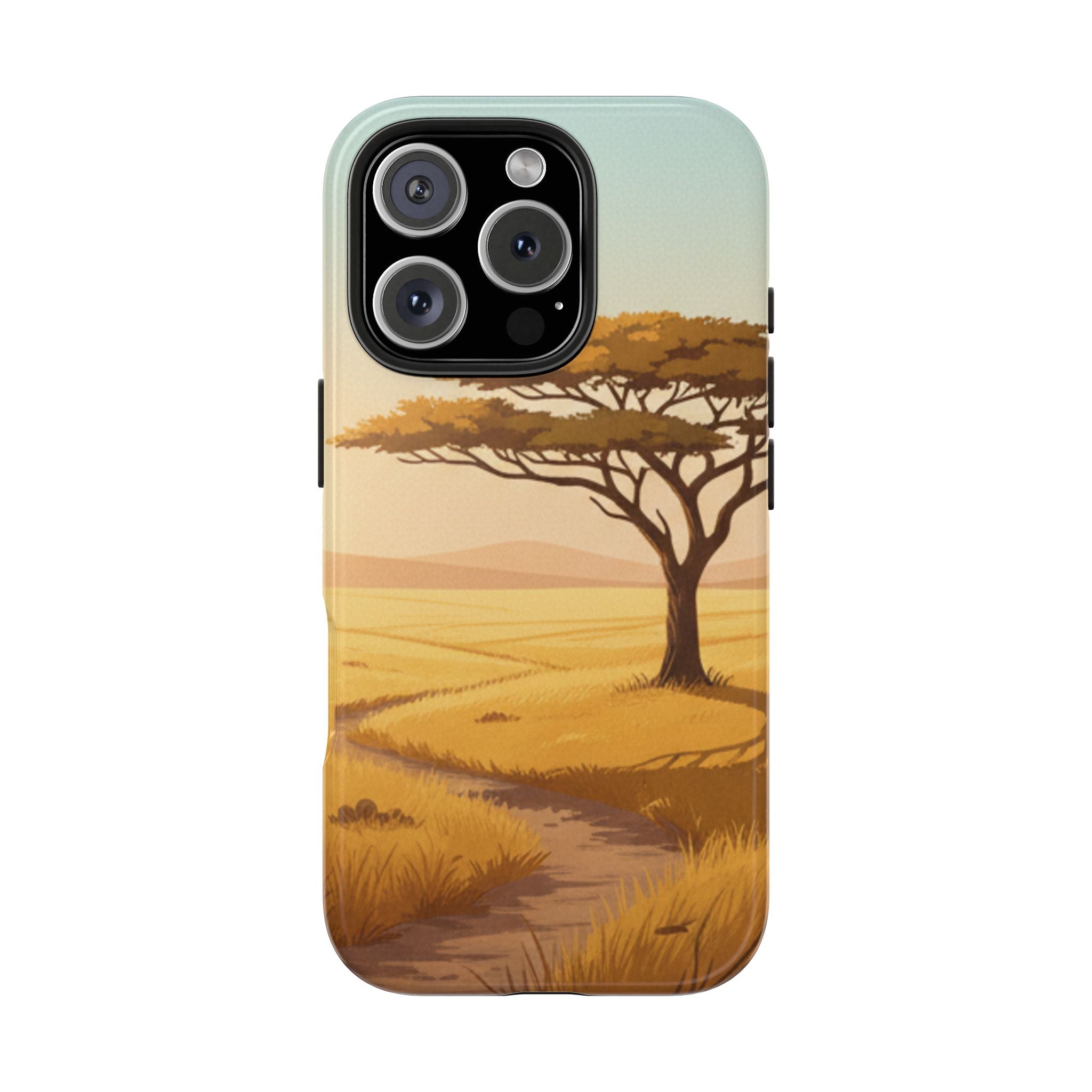 Safari Sunset Tough Phone Case — African Savanna Tree Design
