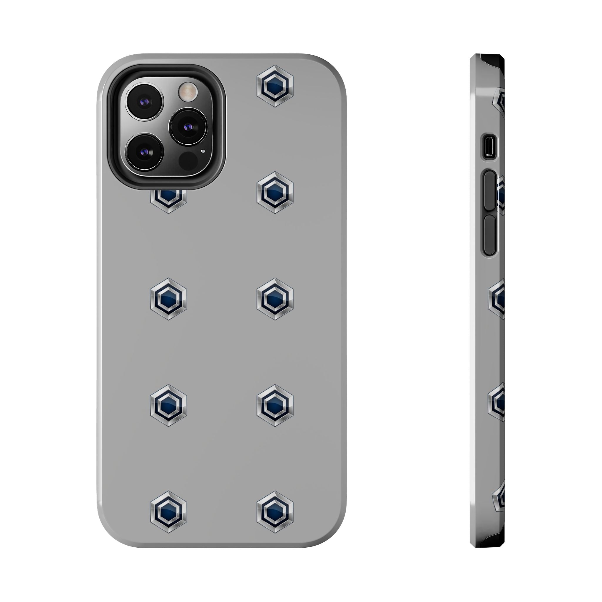 Tough Phone Case — Minimal Hex Rivet Armor (Gray)