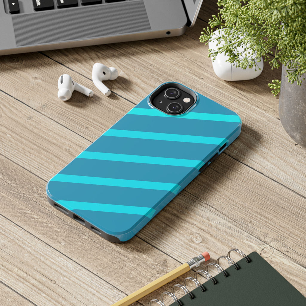 Tough Phone Case — Blue Diagonal Stripe Shockproof Cover