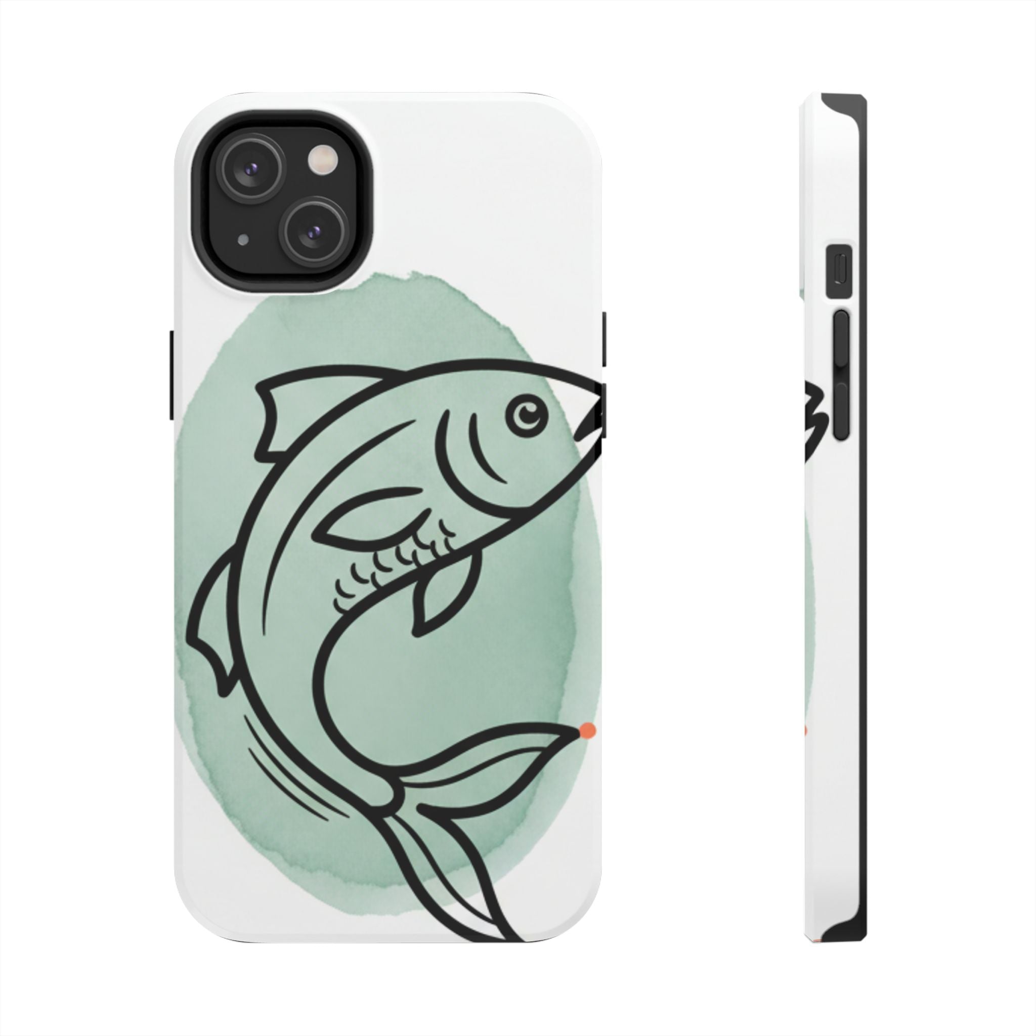 Fish Silhouette Tough Phone Case — Minimalist Aqua Watercolor Design
