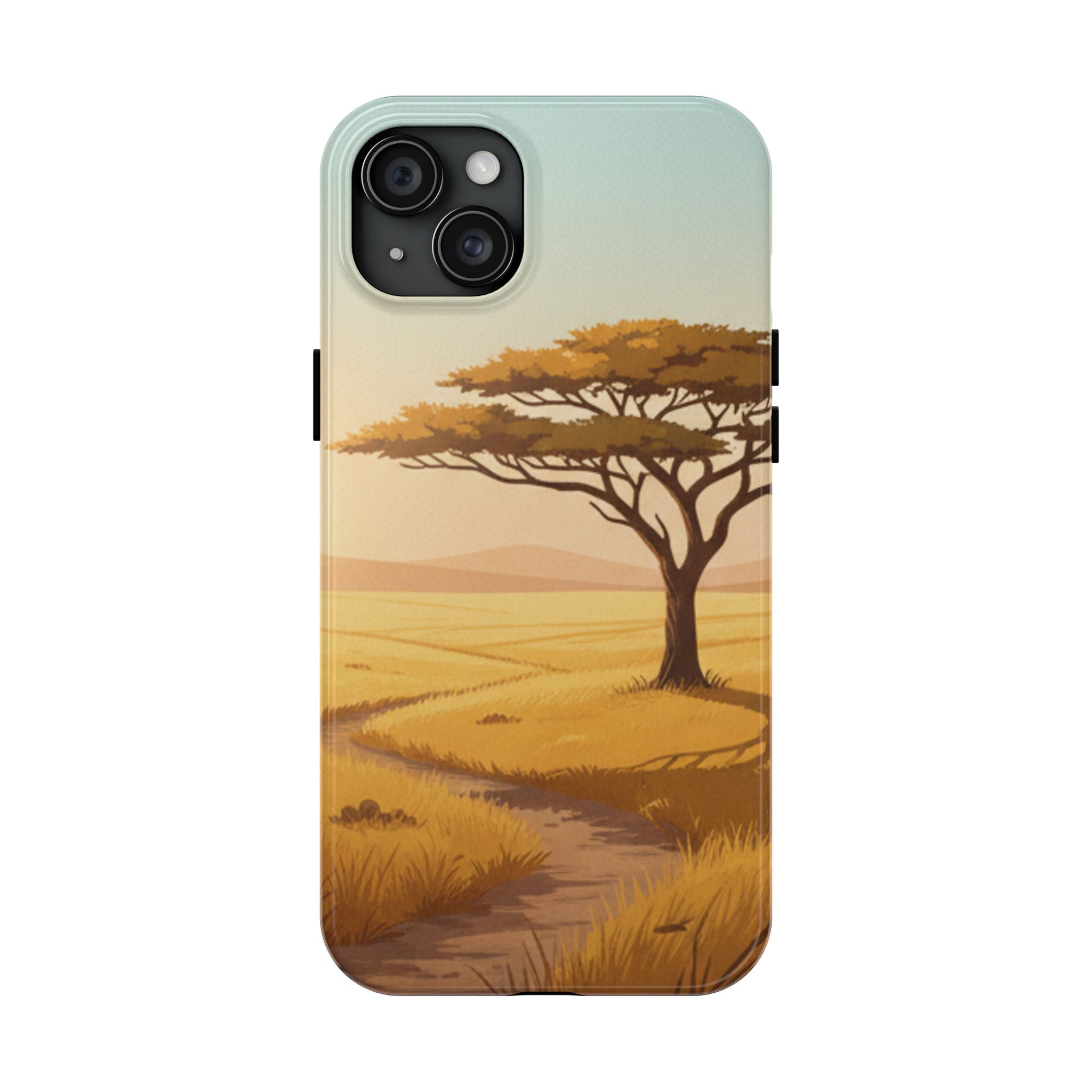 Safari Sunset Tough Phone Case — African Savanna Tree Design