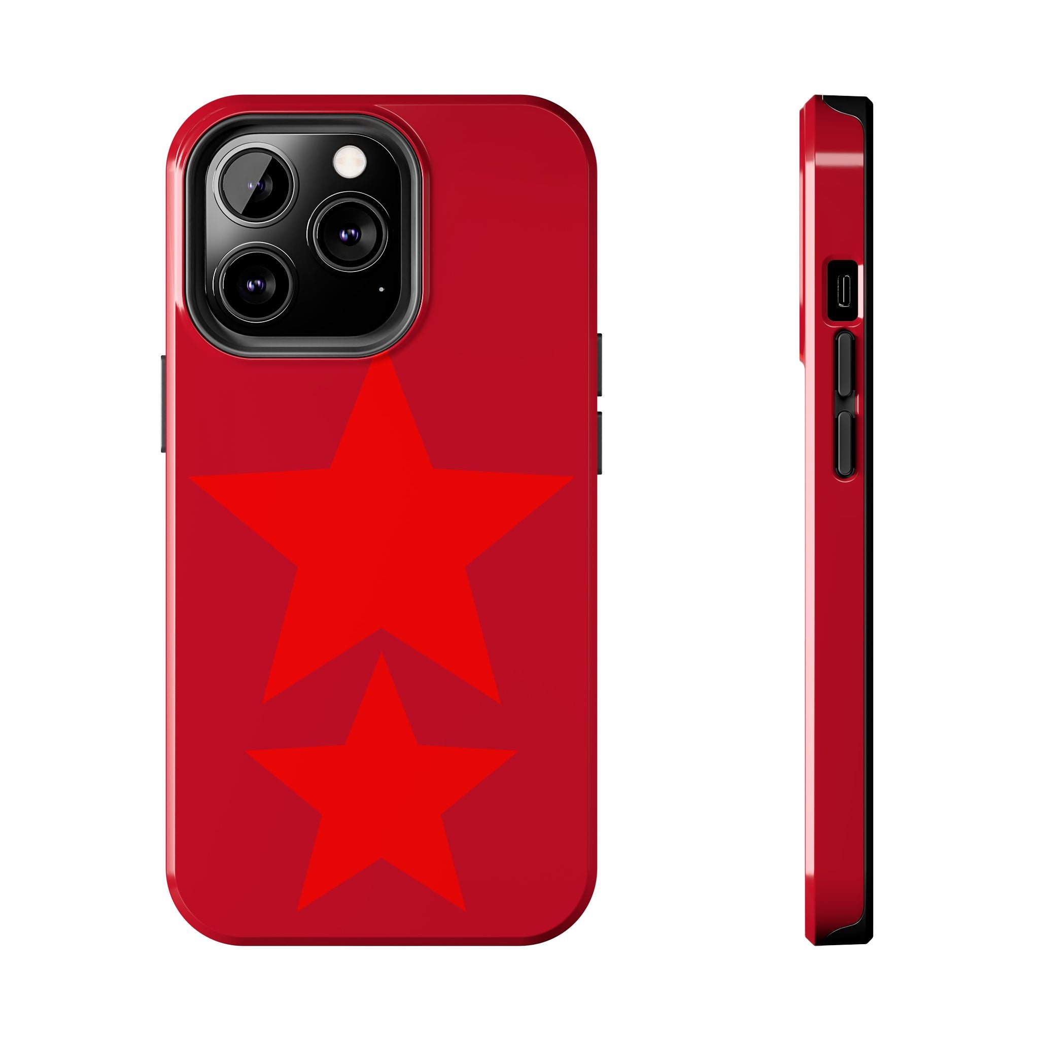 Red Star Tough Phone Case — Dual-Star Protective iPhone Cover