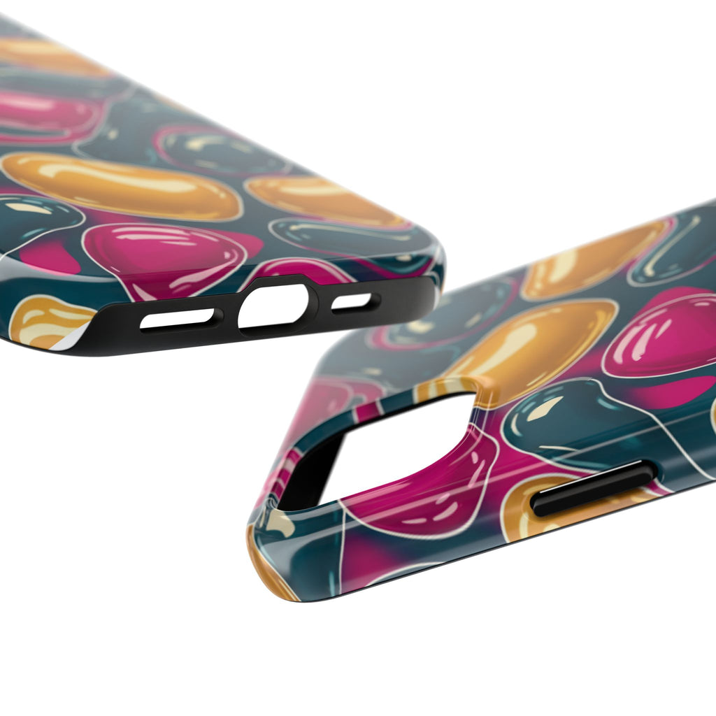 Abstract Colorful Blob Phone Case — Bold Teal, Magenta & Gold Protective Cover