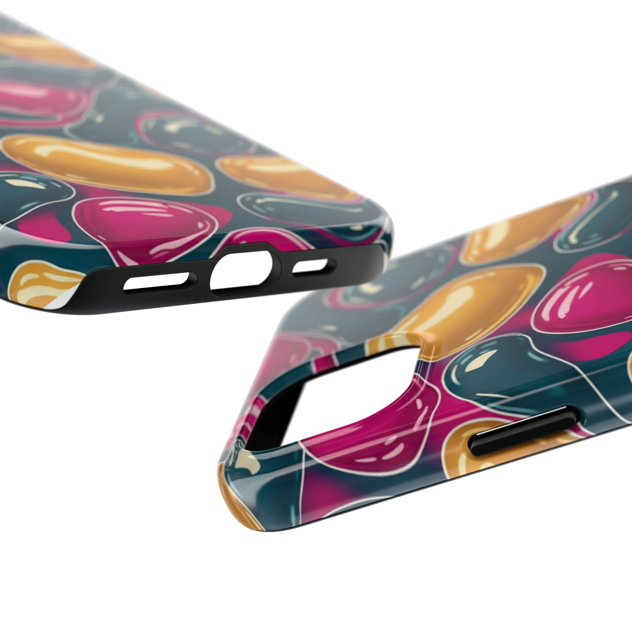 Abstract Colorful Blob Phone Case — Bold Teal, Magenta & Gold Protective Cover