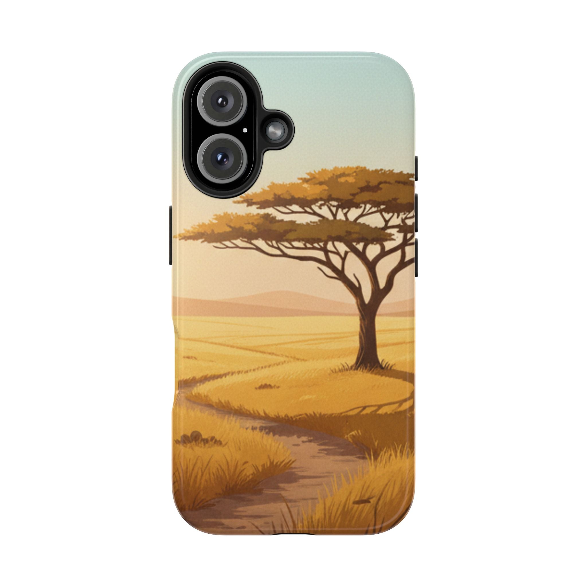 Safari Sunset Tough Phone Case — African Savanna Tree Design
