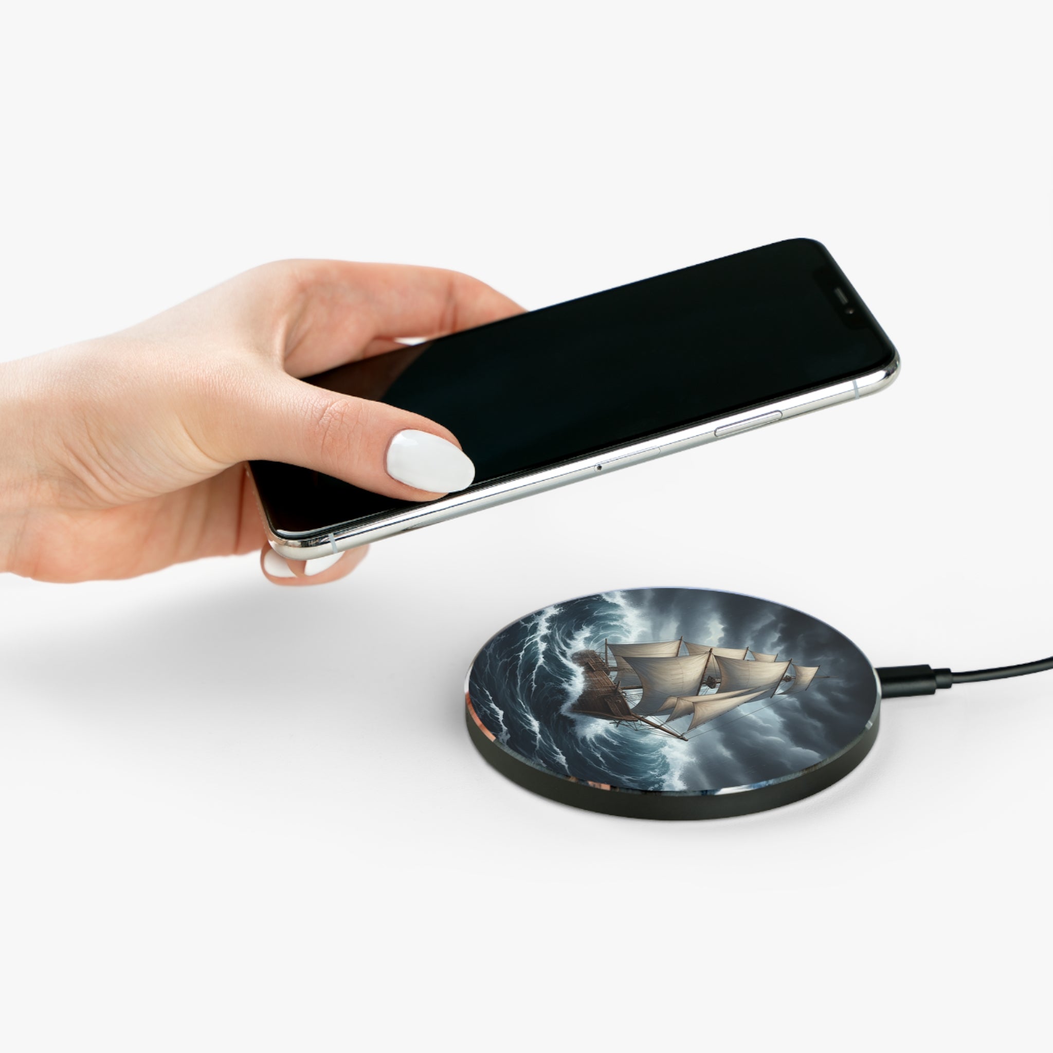 Stormy Sailing Wireless Charger — Vintage Tall Ship Phone Charger