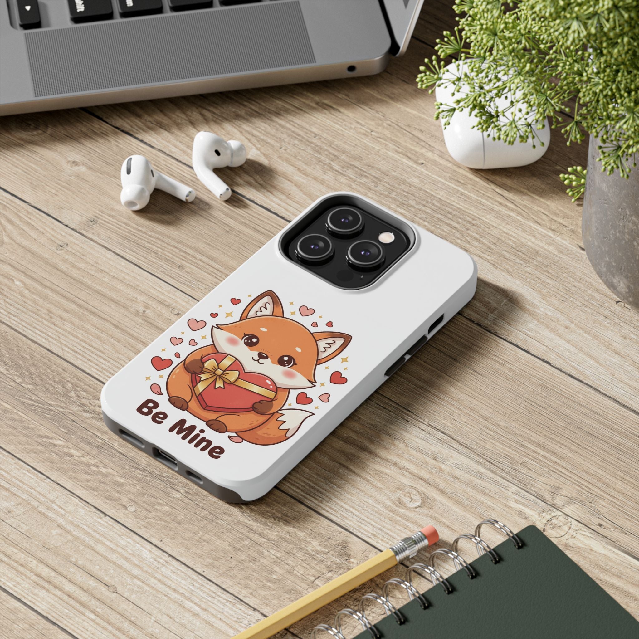 Phone Case — Cute Valentine Fox 'Be Mine' Protective Tough Case