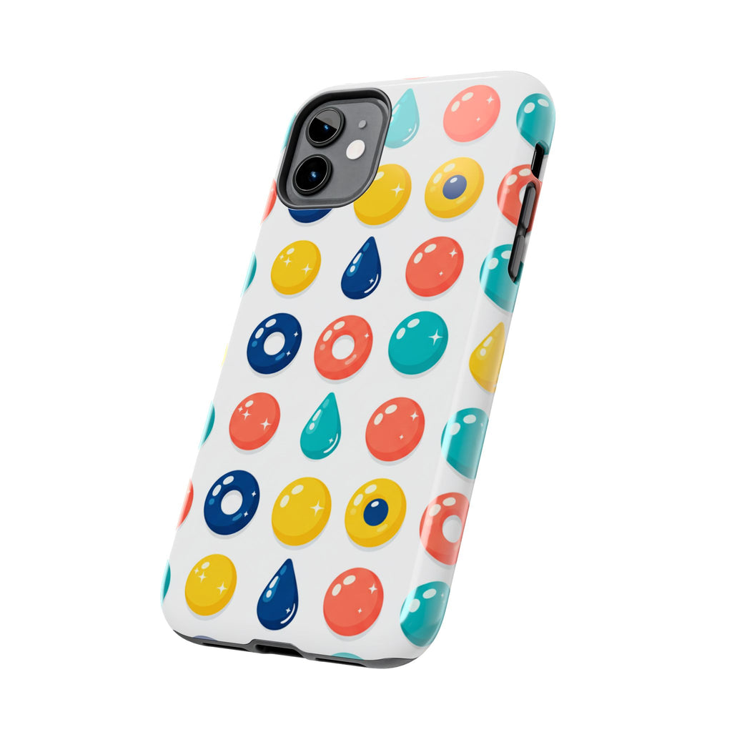 Colorful Candy Dot Tough Phone Case — Bright Retro Polka Drop Design
