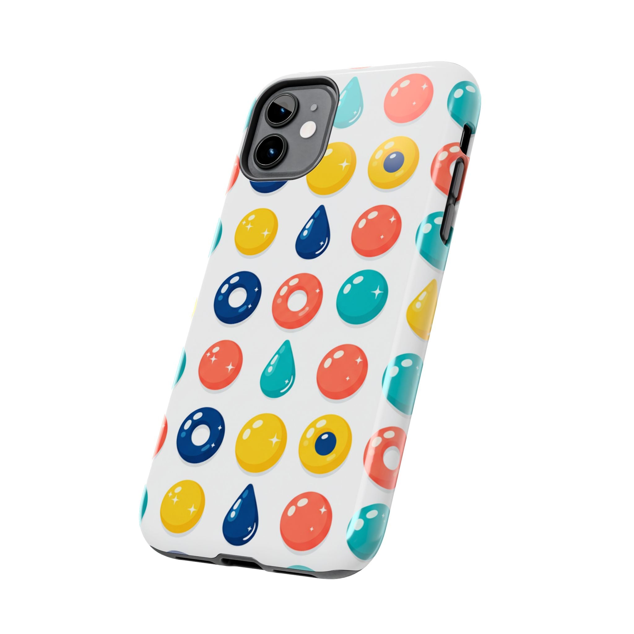 Colorful Candy Dot Tough Phone Case — Bright Retro Polka Drop Design