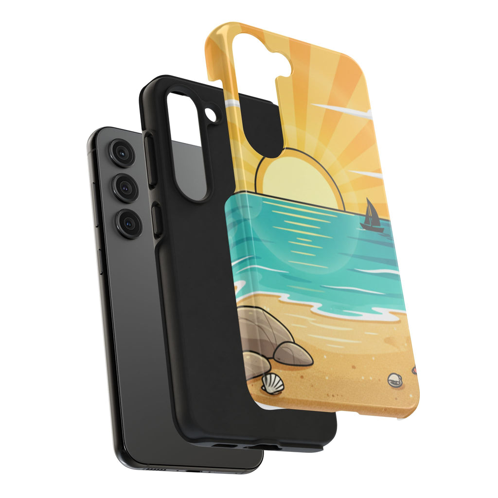 Tough Phone Case — Sunset Beach Sailboat Design