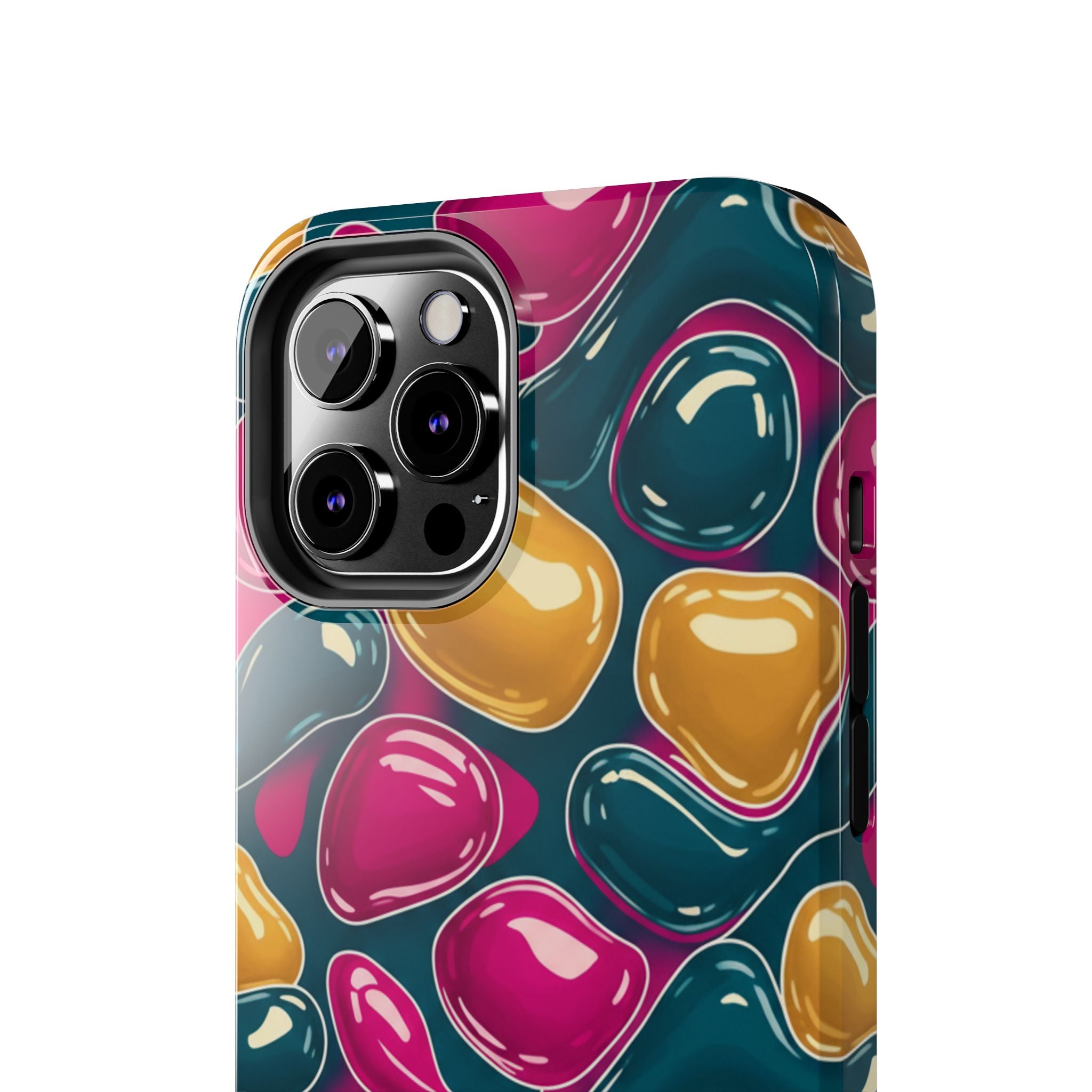 Abstract Colorful Blob Phone Case — Bold Teal, Magenta & Gold Protective Cover