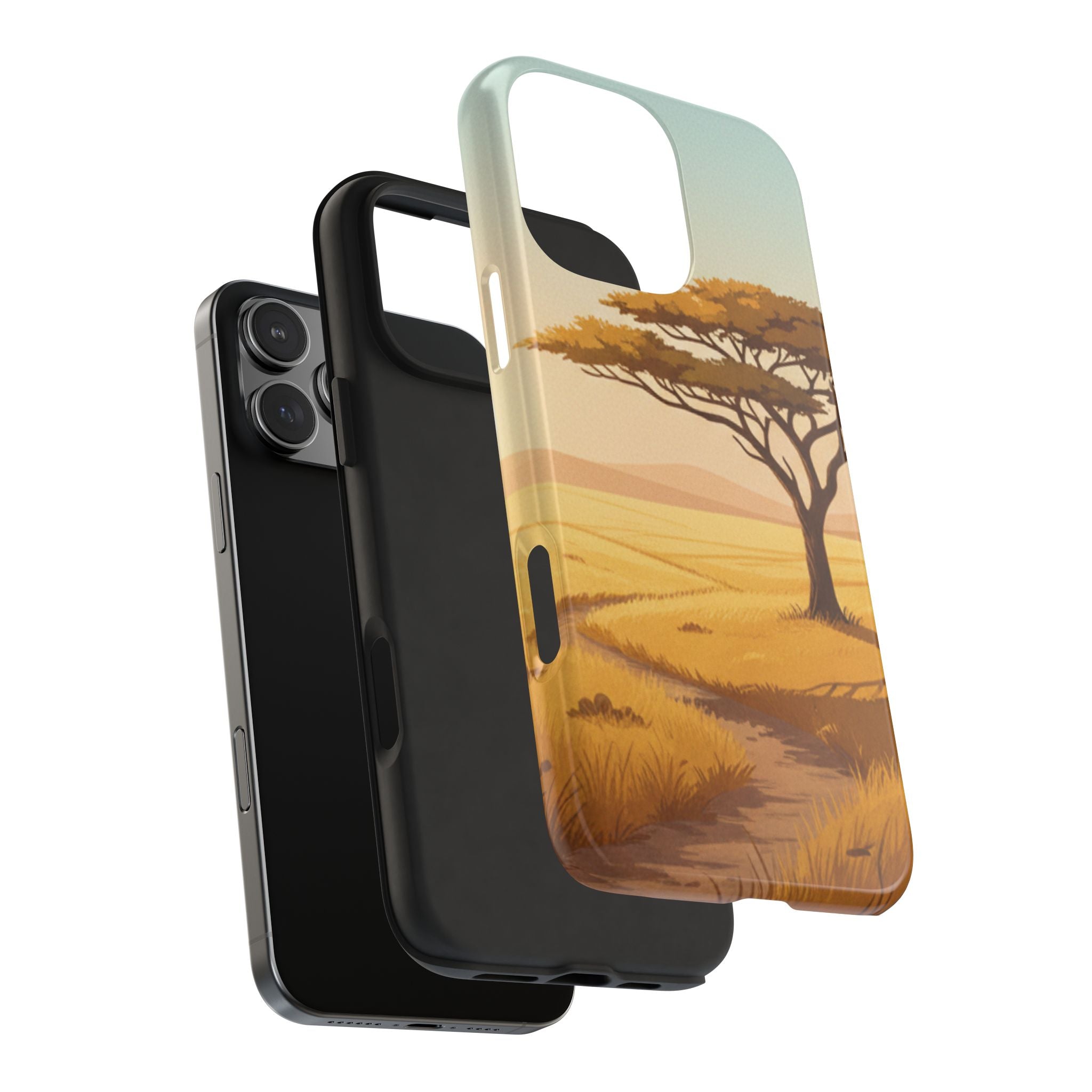 Safari Sunset Tough Phone Case — African Savanna Tree Design