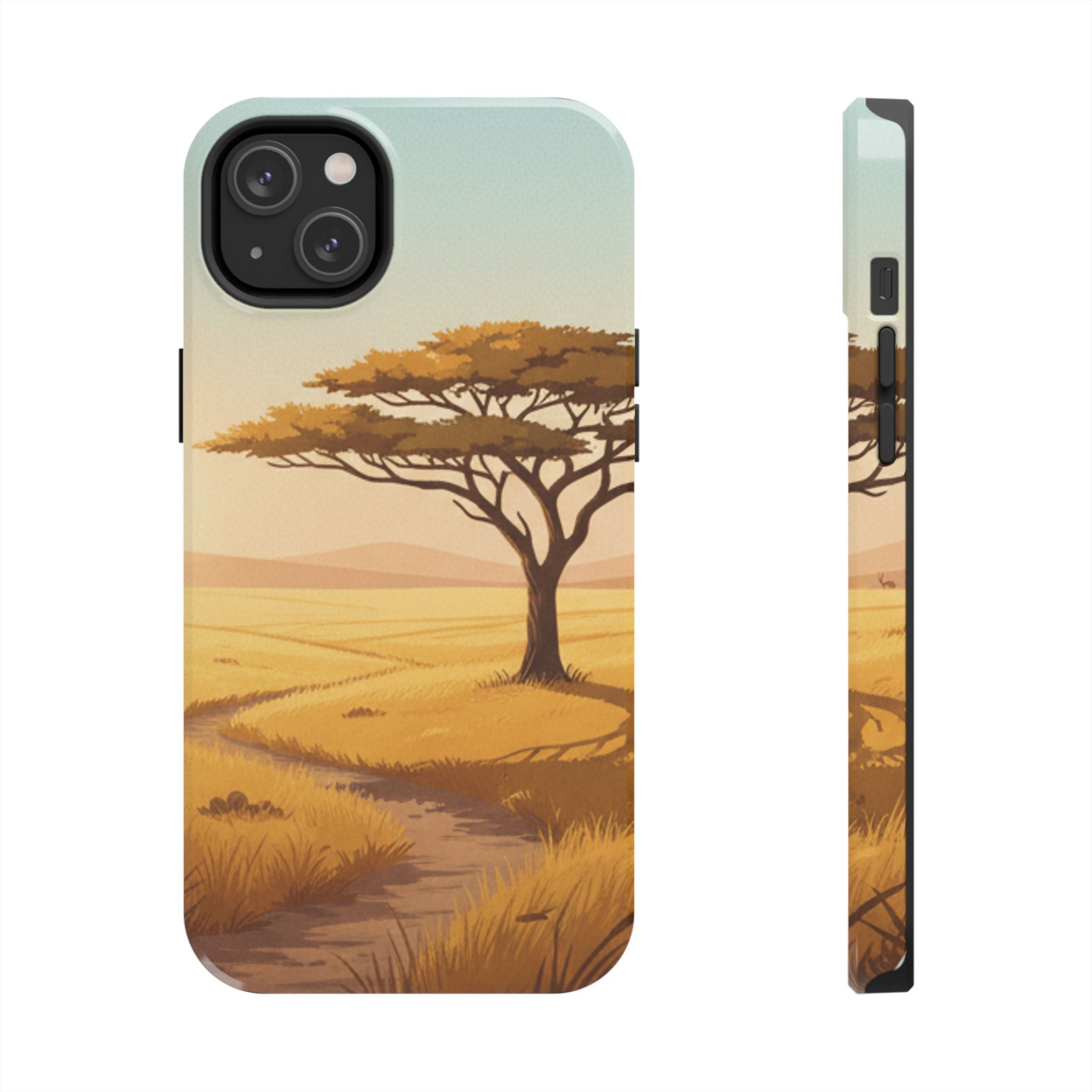 Safari Sunset Tough Phone Case — African Savanna Tree Design