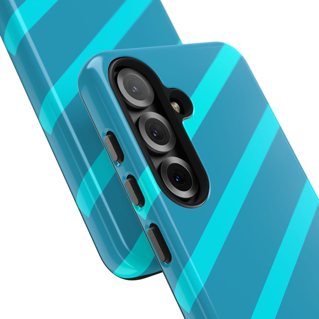 Tough Phone Case — Blue Diagonal Stripe Shockproof Cover