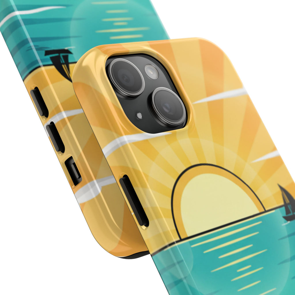 Tough Phone Case — Sunset Beach Sailboat Design