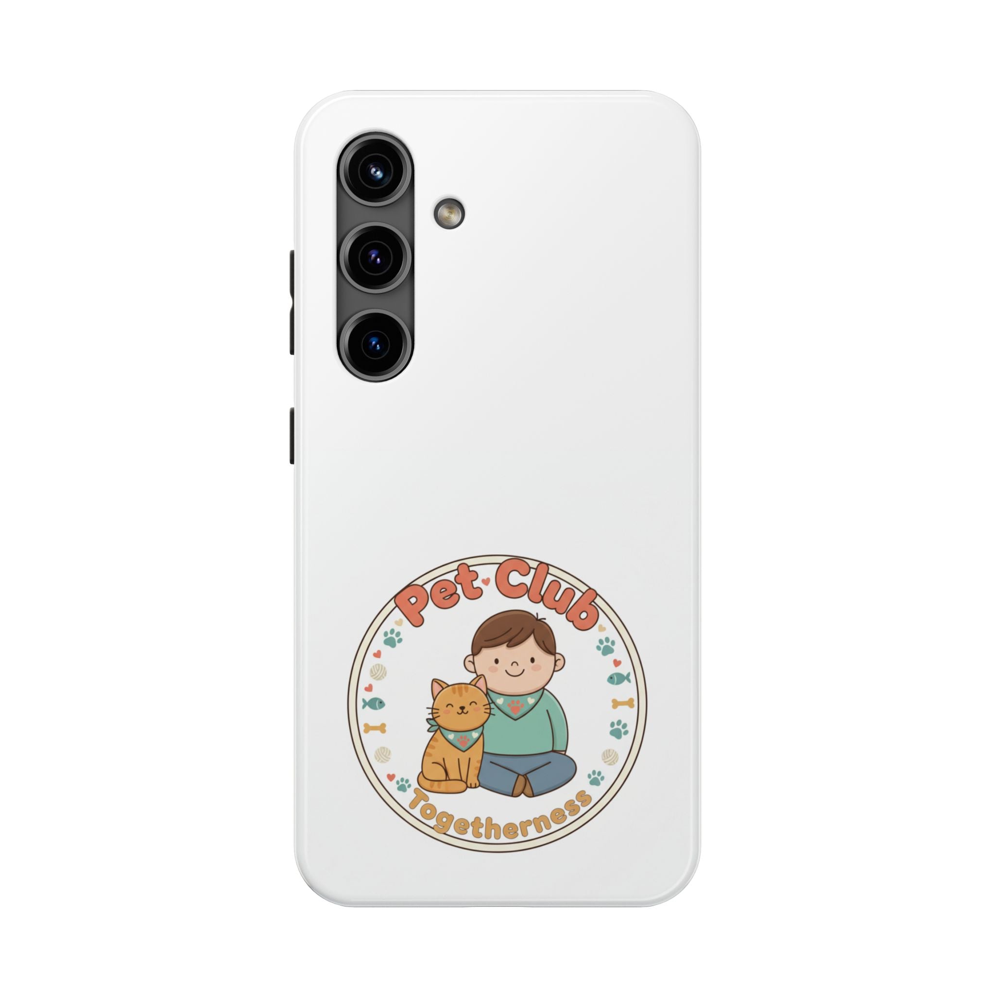 Pet Club Tough Phone Case — Cute Boy & Cat Illustration, "Togetherness" Design
