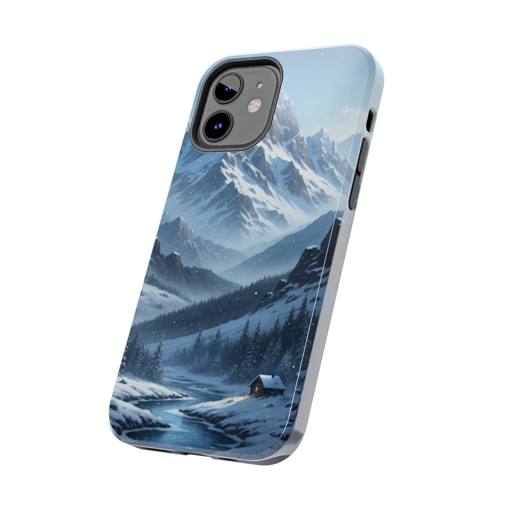 Tough Phone Case — Snowy Mountain Cabin Landscape Protective Phone Cover