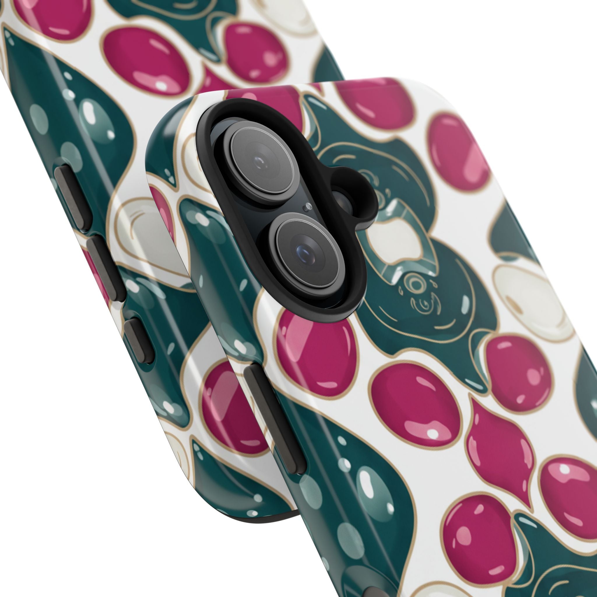 Floral Jewel Pattern Tough Phone Case — Teal & Fuchsia Protective Cover