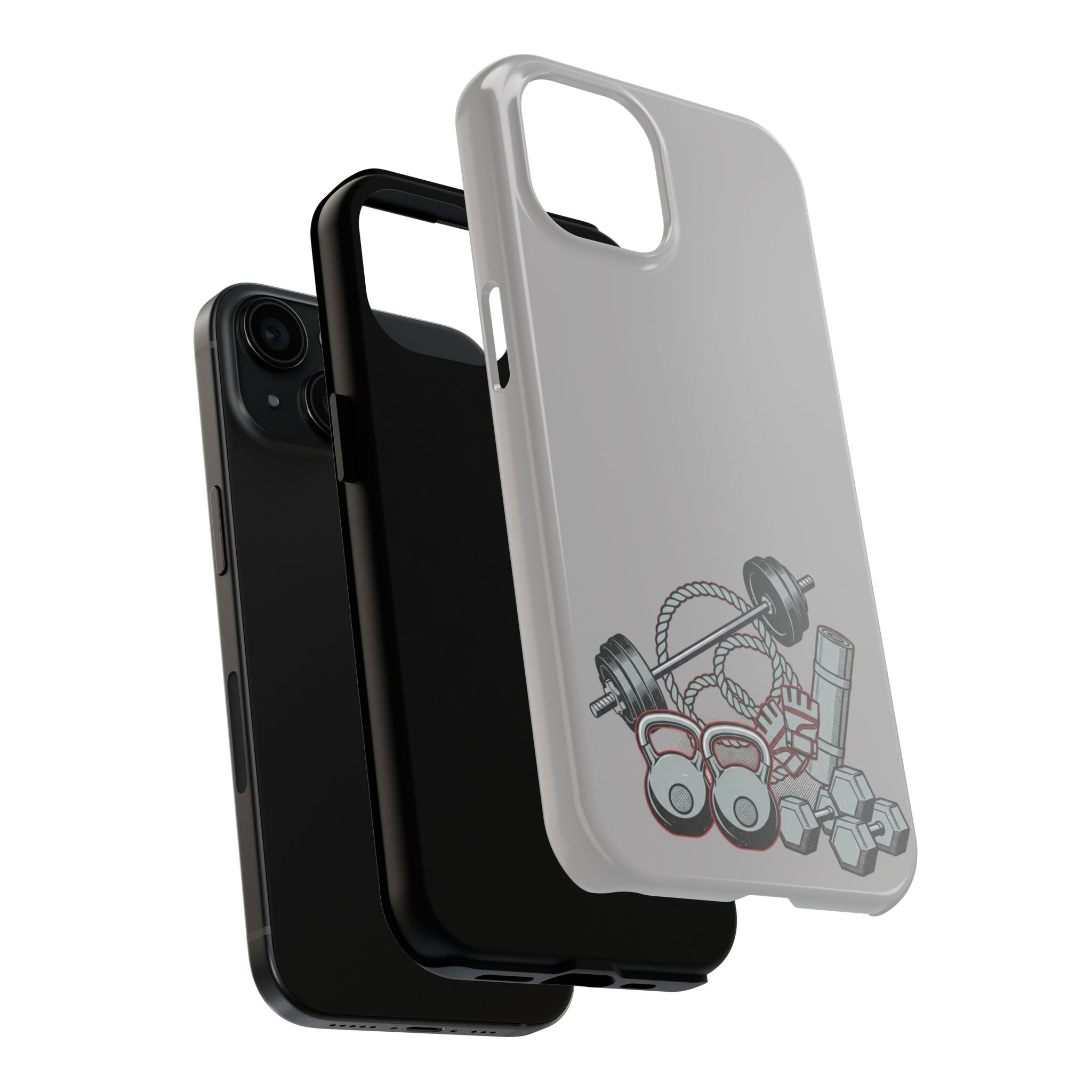 Fitness Gear Tough Phone Case — Dumbbells, Kettlebells & Jump Rope Design