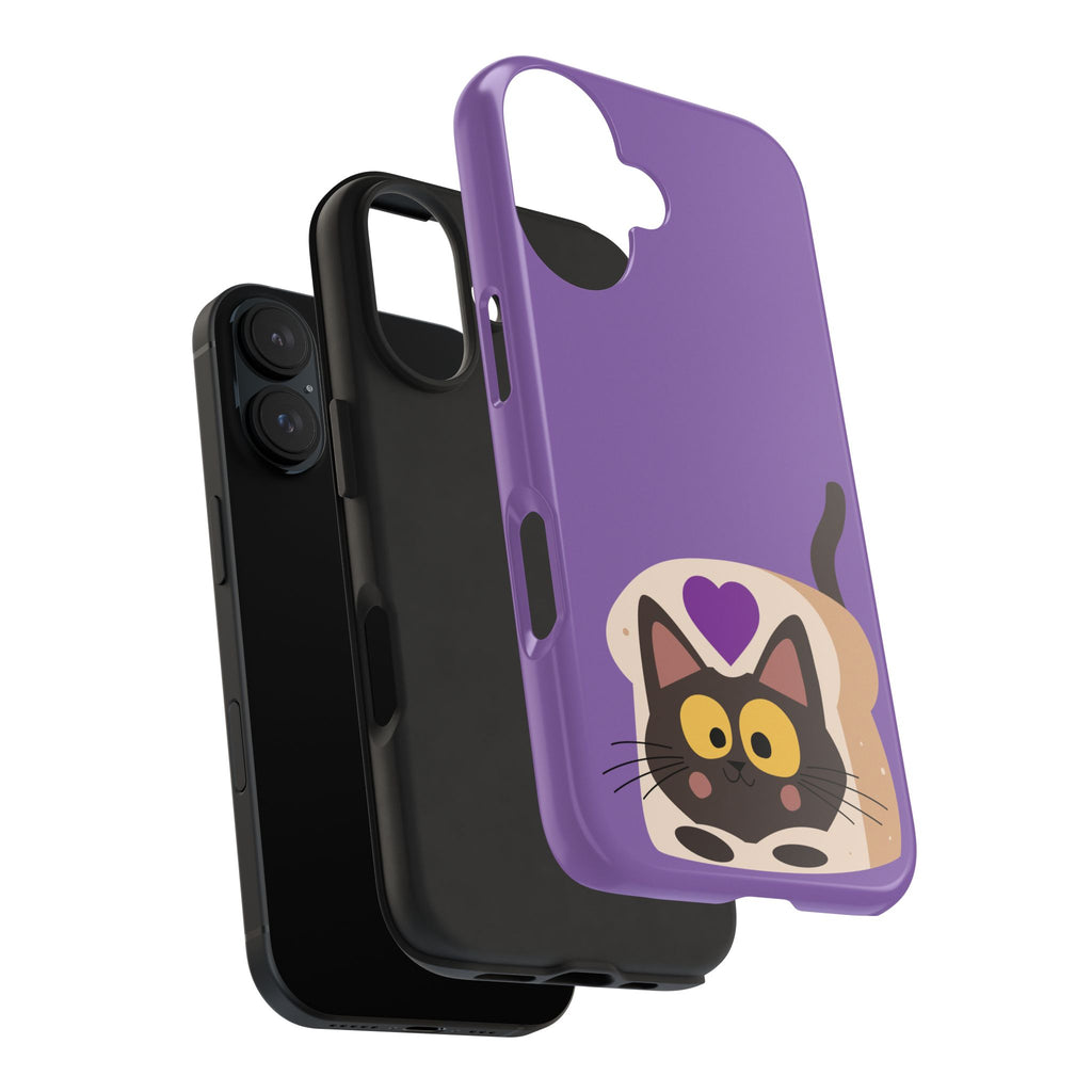 Purple Cute Cat-in-Bread Tough Phone Case — Cute Cat Heart Design