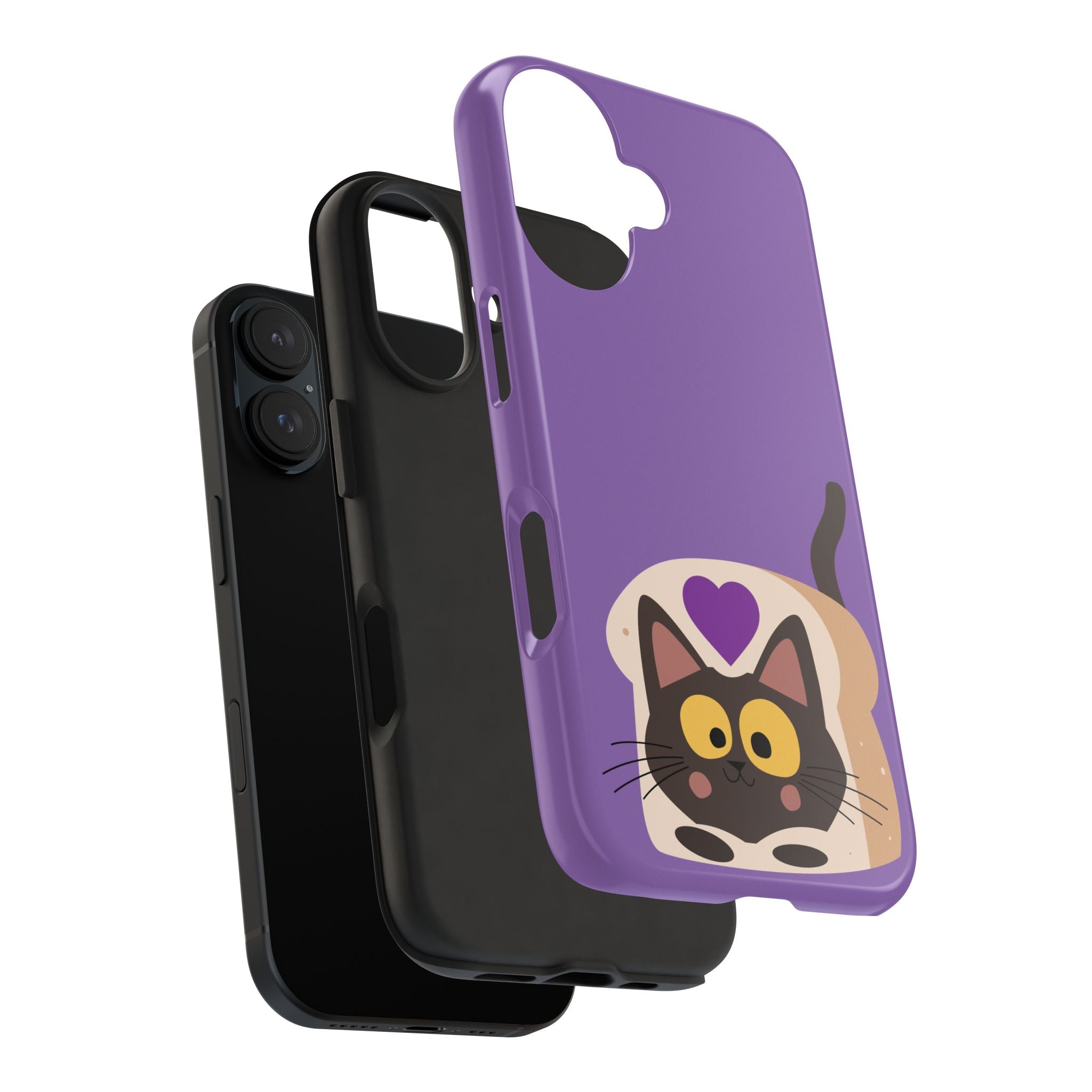 Purple Cute Cat-in-Bread Tough Phone Case — Cute Cat Heart Design