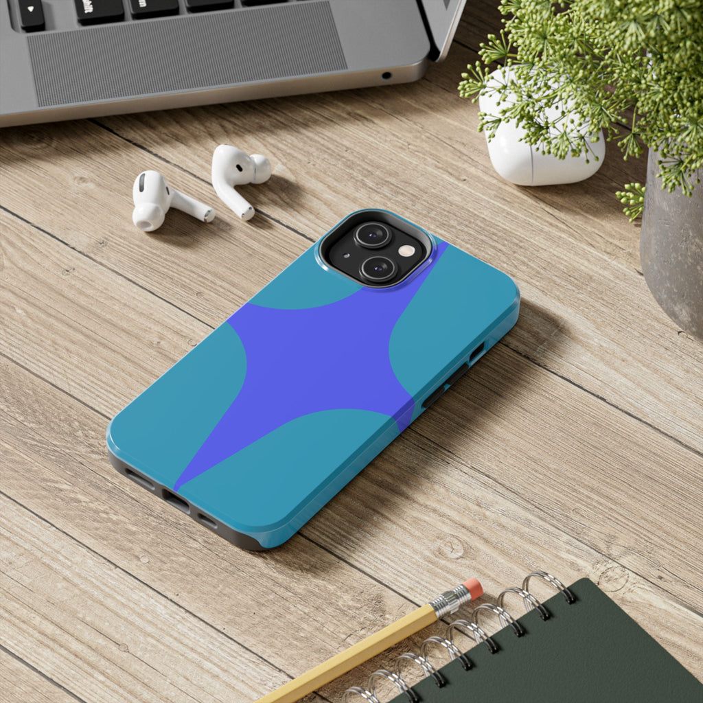 Teal & Indigo Starburst Tough Phone Case — Durable Protective Phone Case