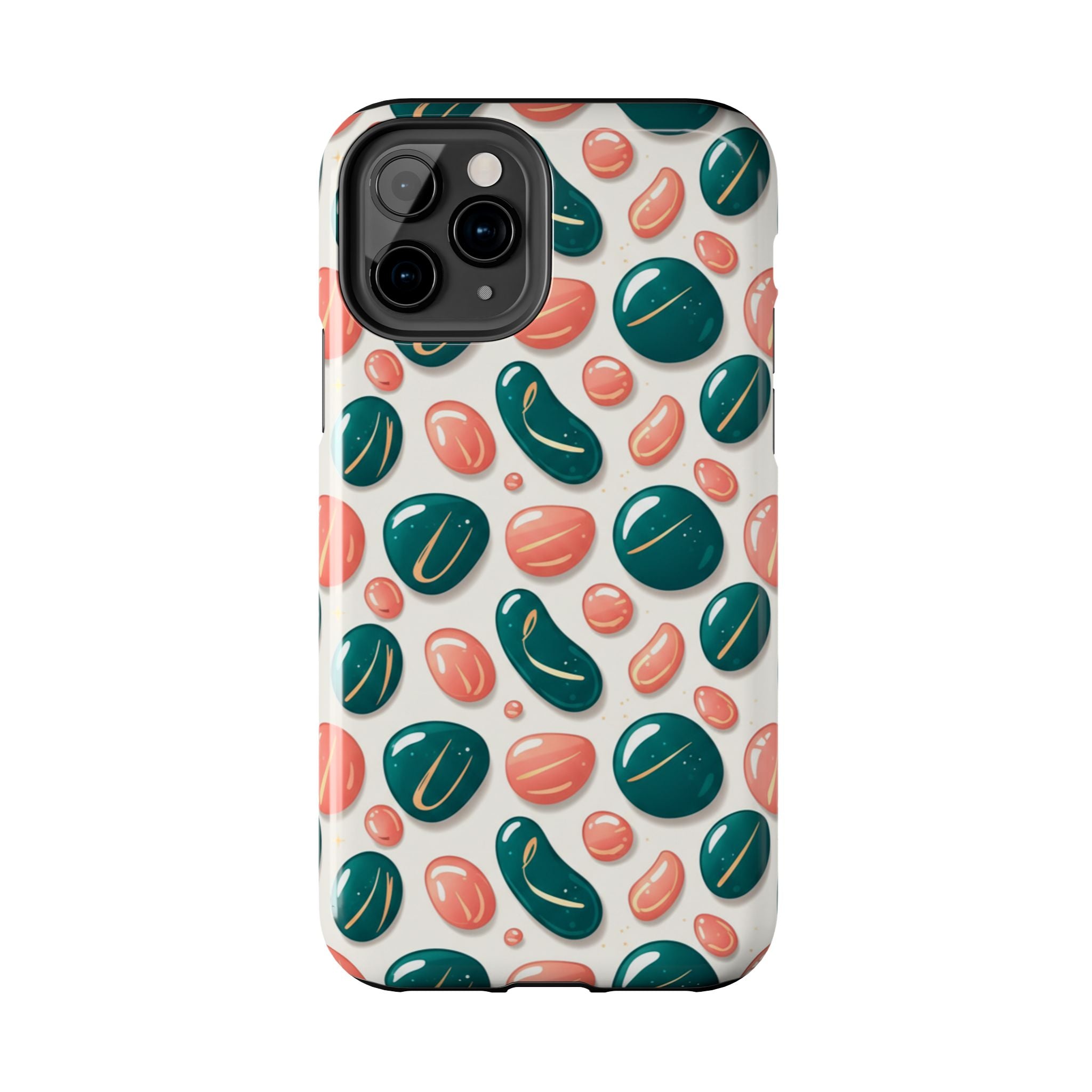 Abstract Pebble Pattern Tough Phone Case — Coral & Teal Protective Cover