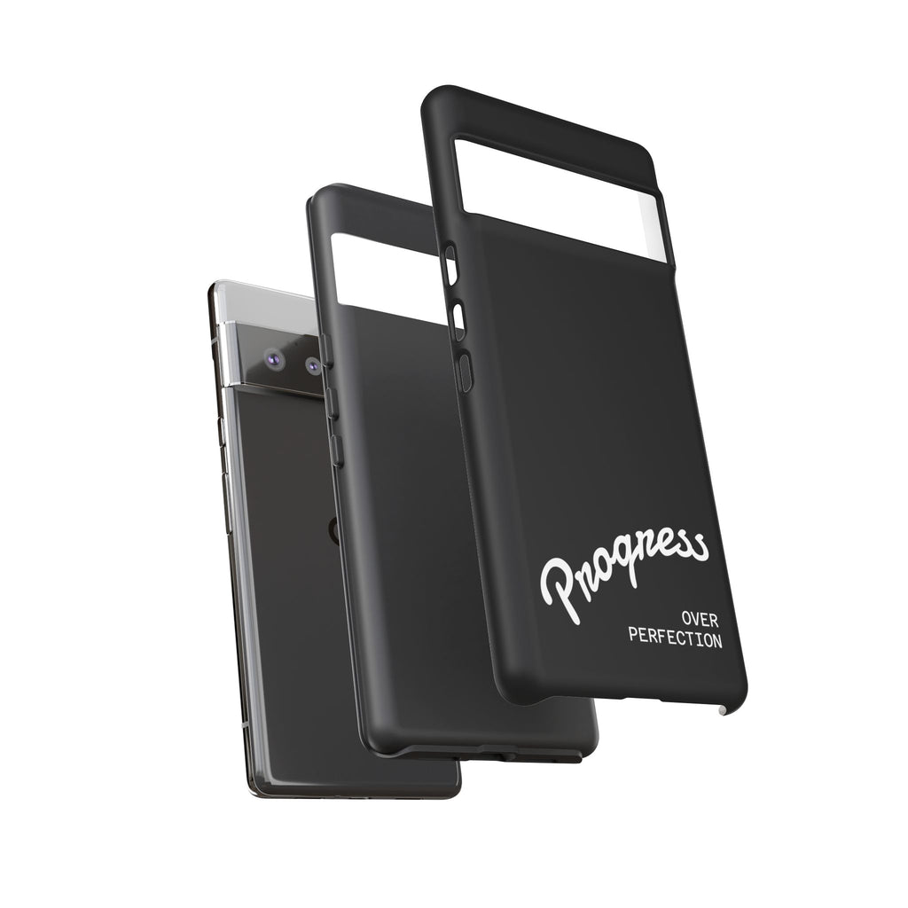 Phone Case - "Progress Over Perfection" Glossy Black Protective Cover
