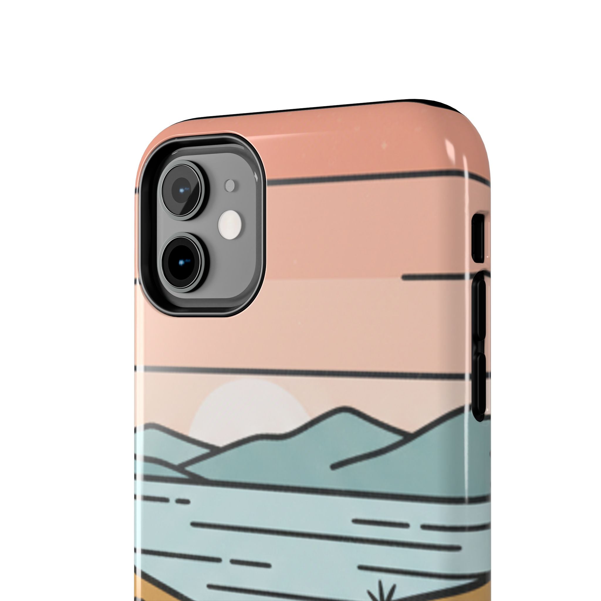 Scenic Path Tough Phone Case — Pastel Lake & Mountain Protective Cover