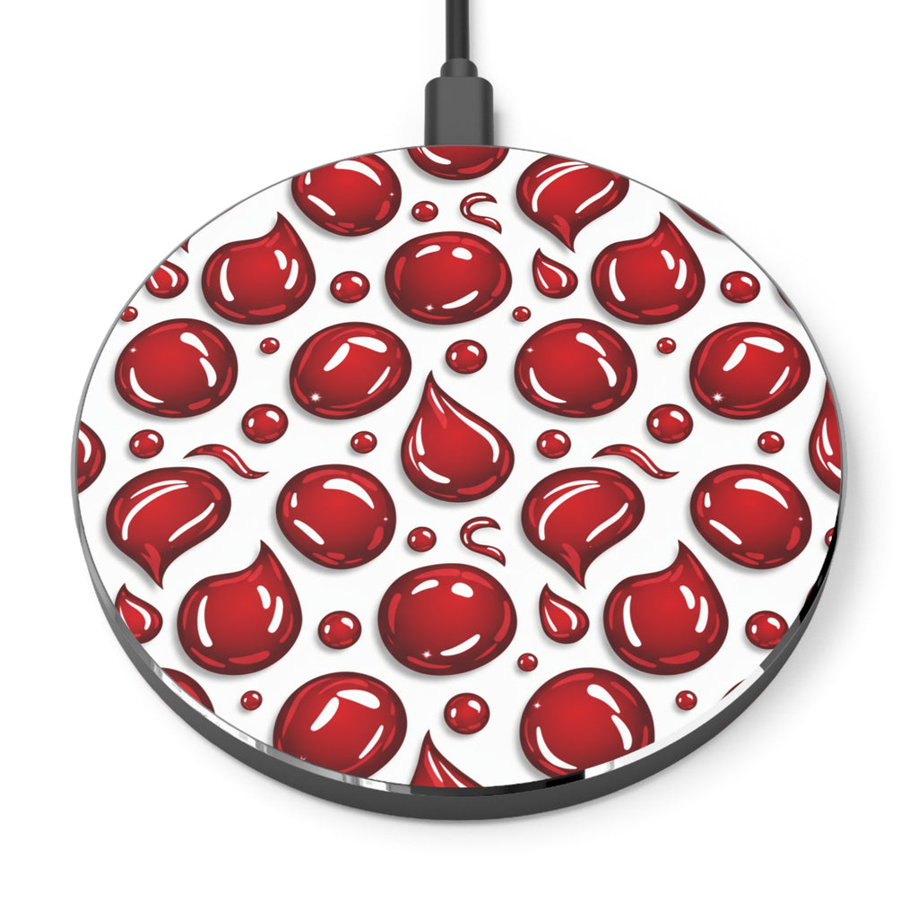 Wireless Charger — Red Droplets Pattern Qi Fast Charging Pad