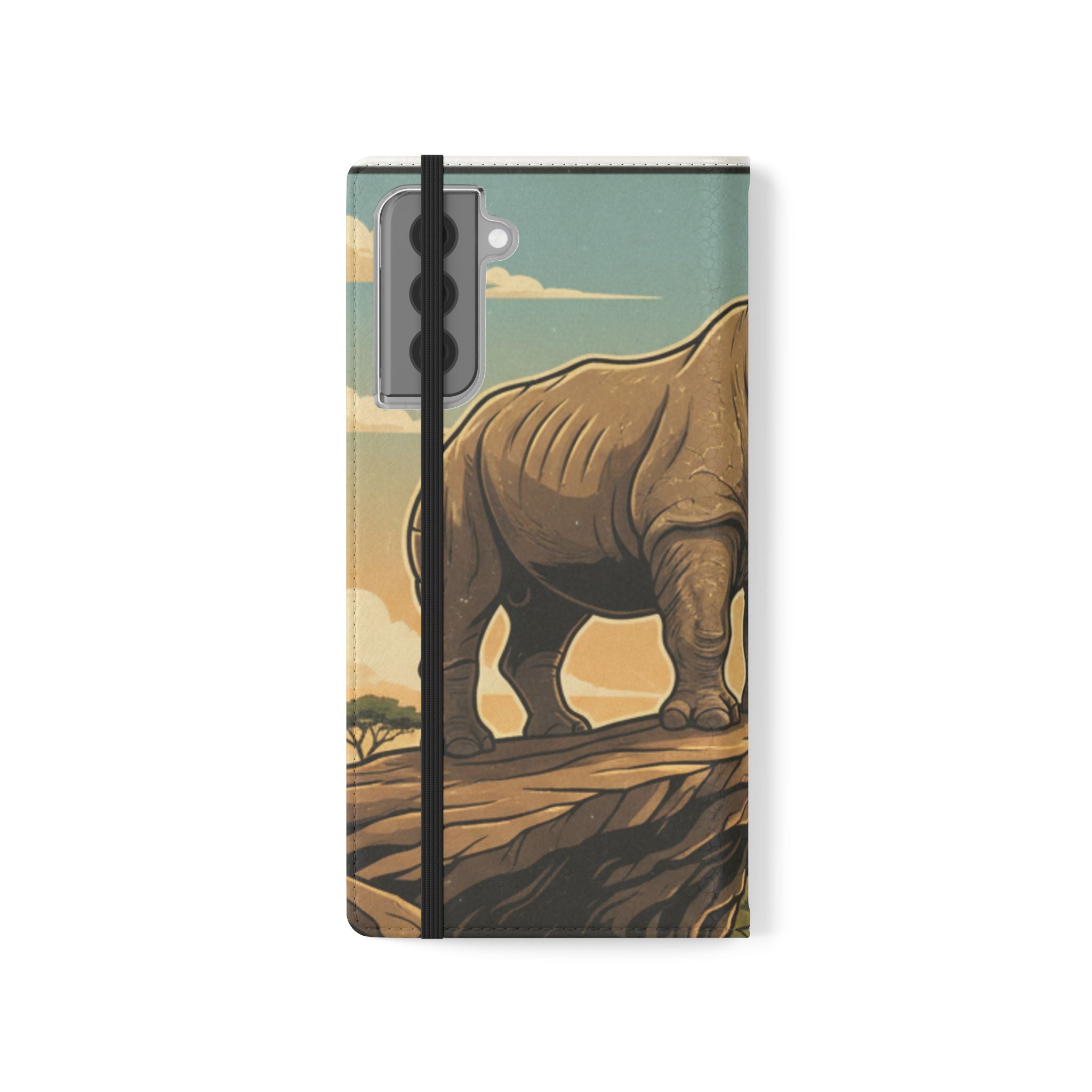 Rhino Sunset Flip Phone Case – Safari Wildlife Wallet Case