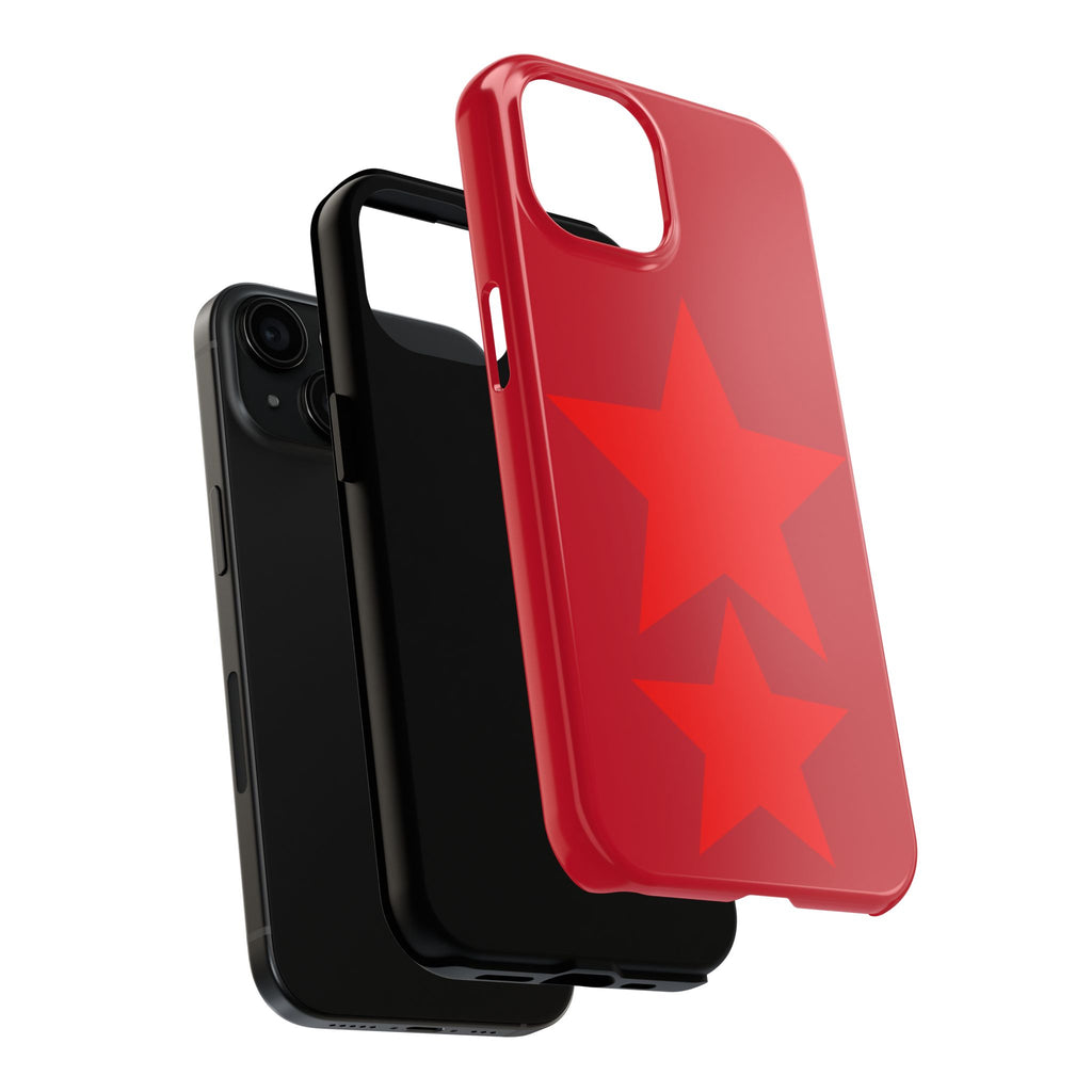 Red Star Tough Phone Case — Dual-Star Protective iPhone Cover