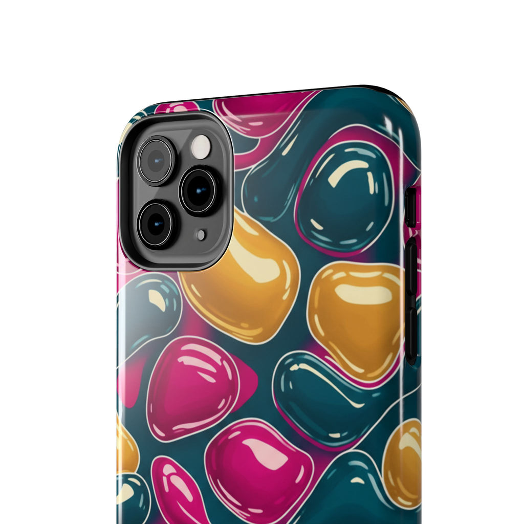 Abstract Colorful Blob Phone Case — Bold Teal, Magenta & Gold Protective Cover