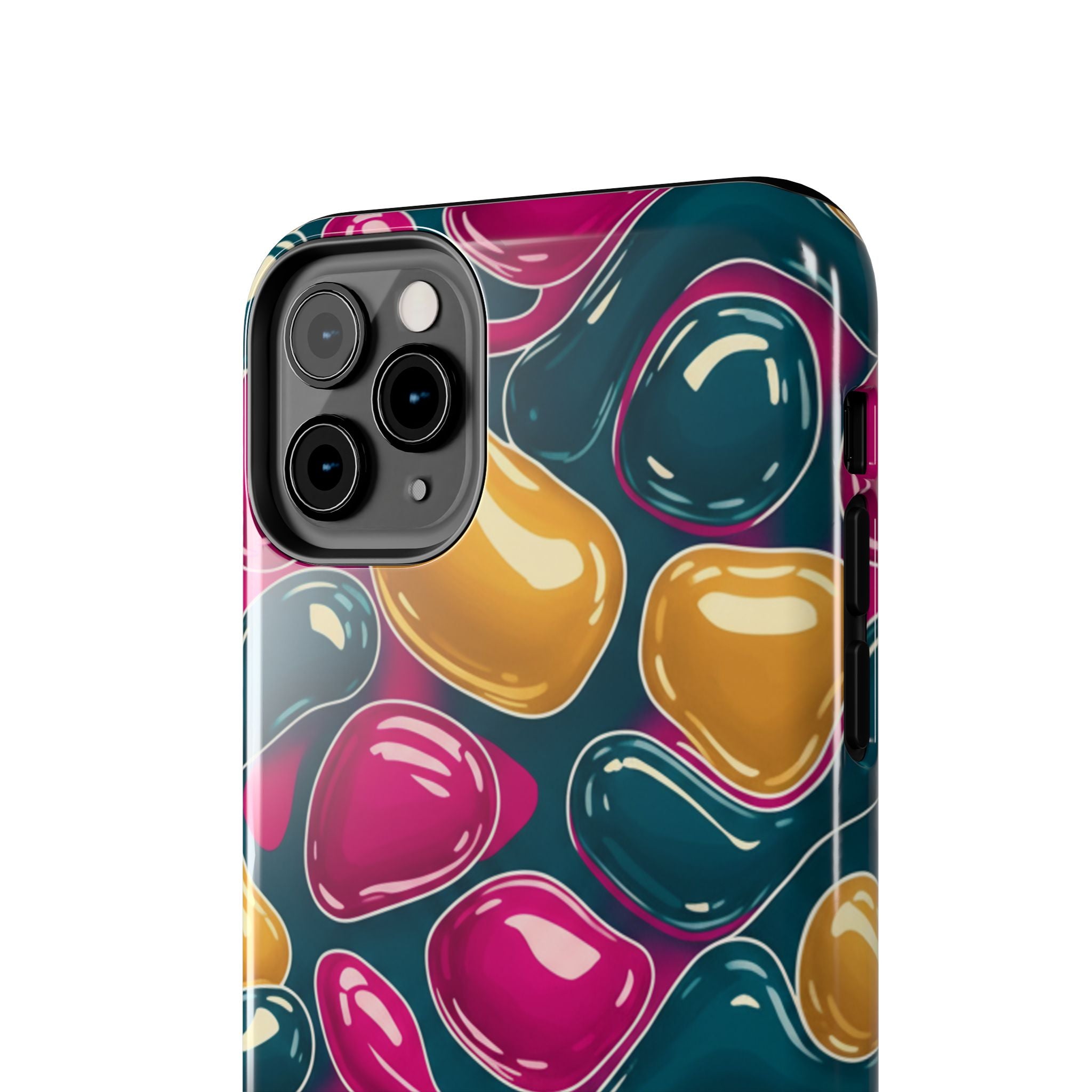 Abstract Colorful Blob Phone Case — Bold Teal, Magenta & Gold Protective Cover