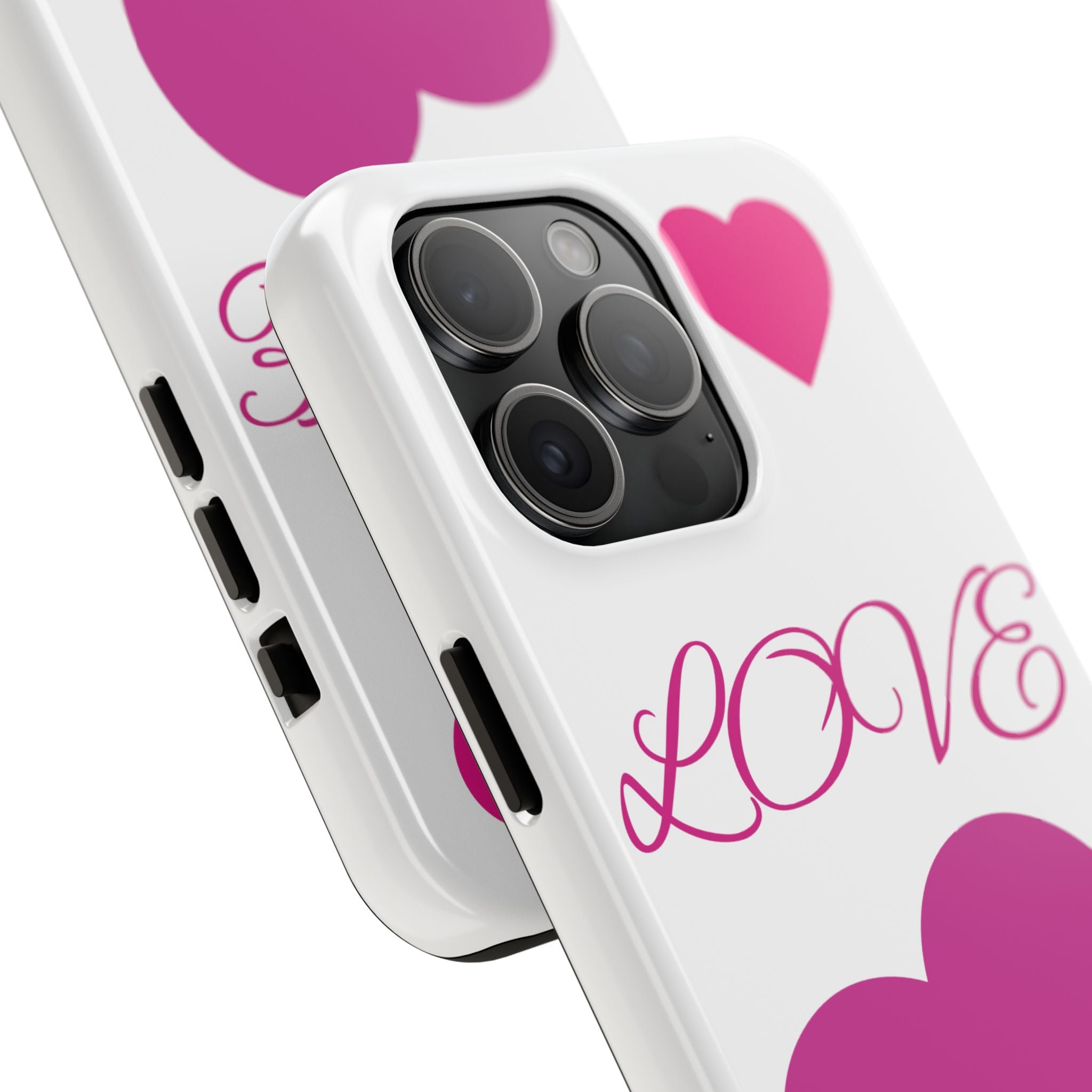 Love Heart Tough Phone Case — Pink Hearts Protective Phone Cover