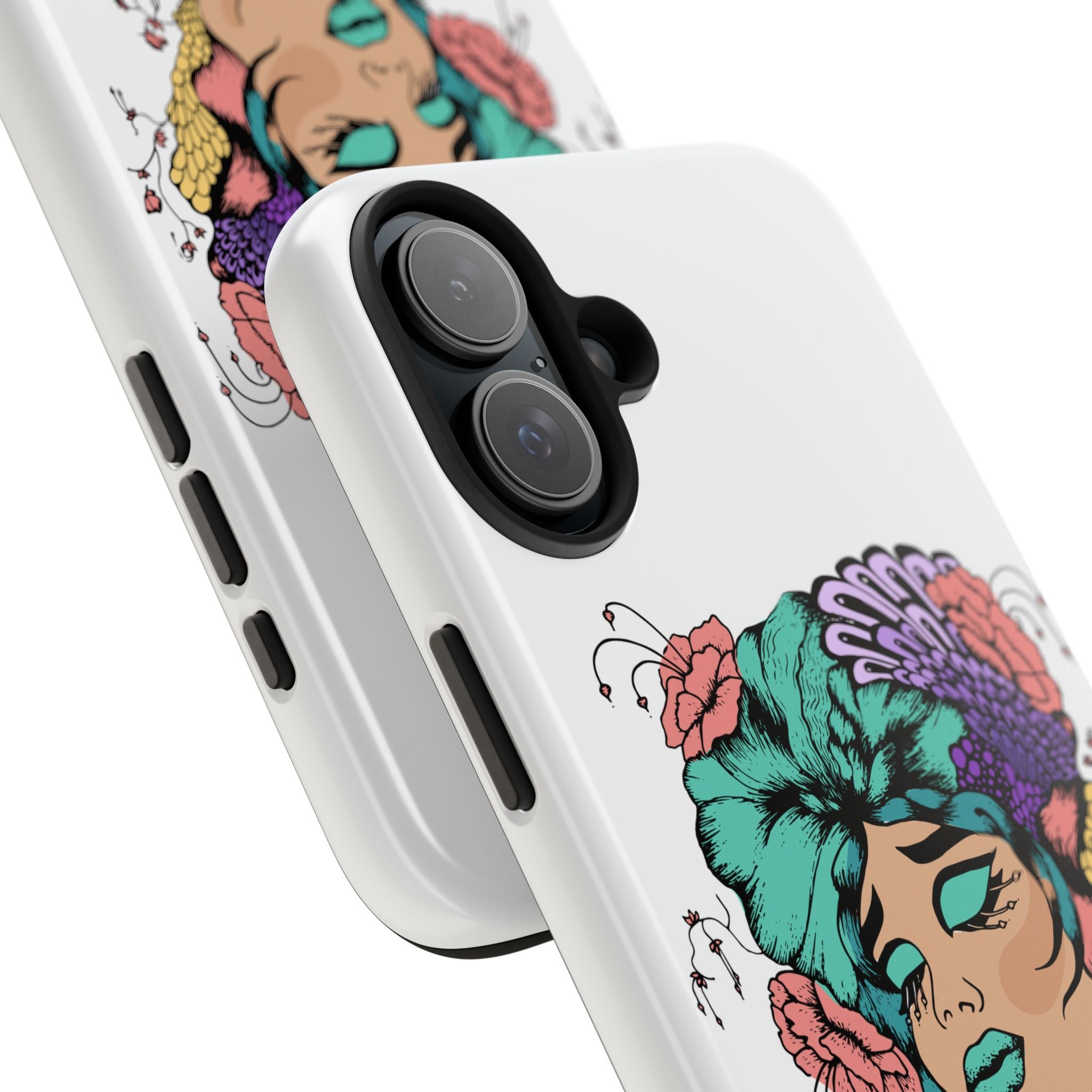Tough Phone Case — Floral Pop Art Portrait Protective Cover