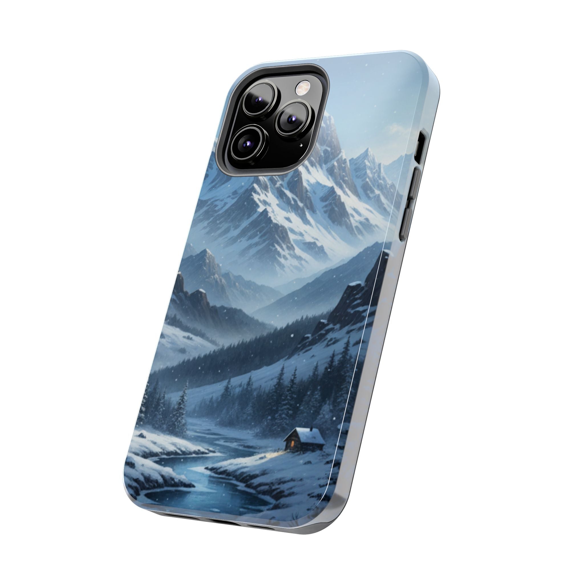 Tough Phone Case — Snowy Mountain Cabin Landscape Protective Phone Cover