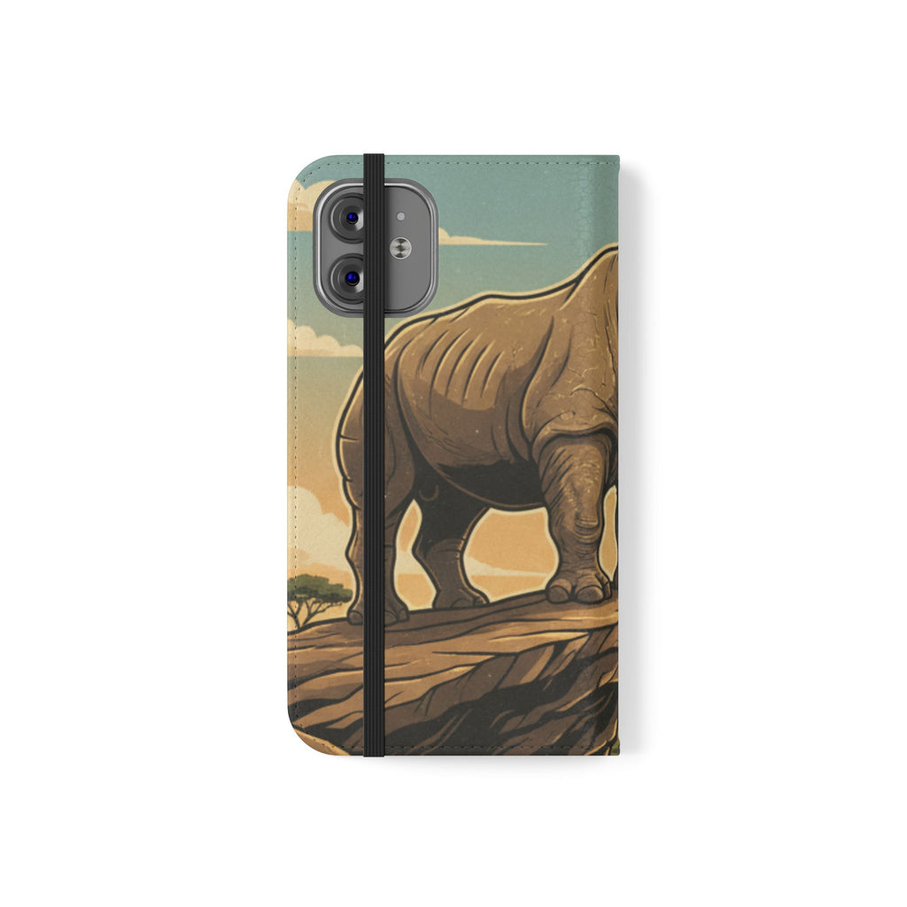 Rhino Sunset Flip Phone Case – Safari Wildlife Wallet Case