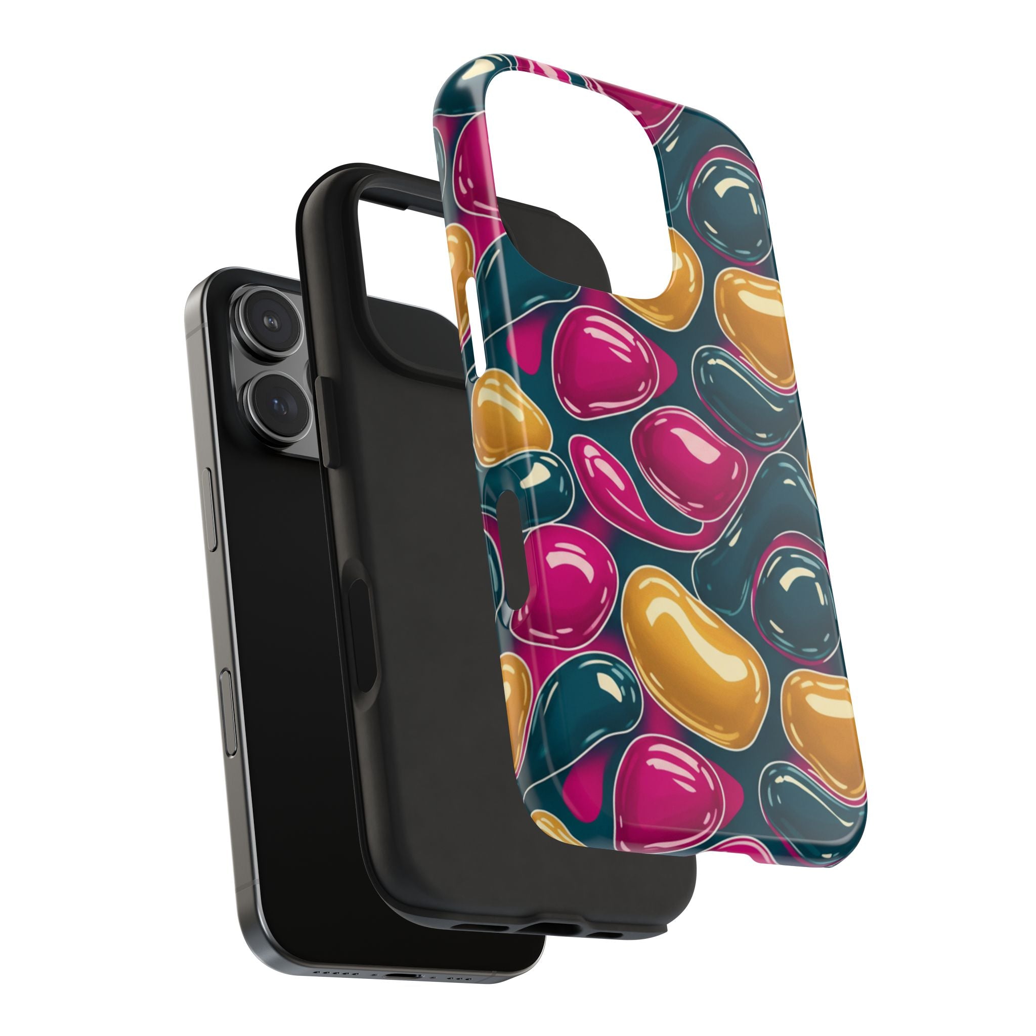 Abstract Colorful Blob Phone Case — Bold Teal, Magenta & Gold Protective Cover