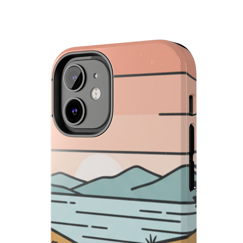 Scenic Path Tough Phone Case — Pastel Lake & Mountain Protective Cover