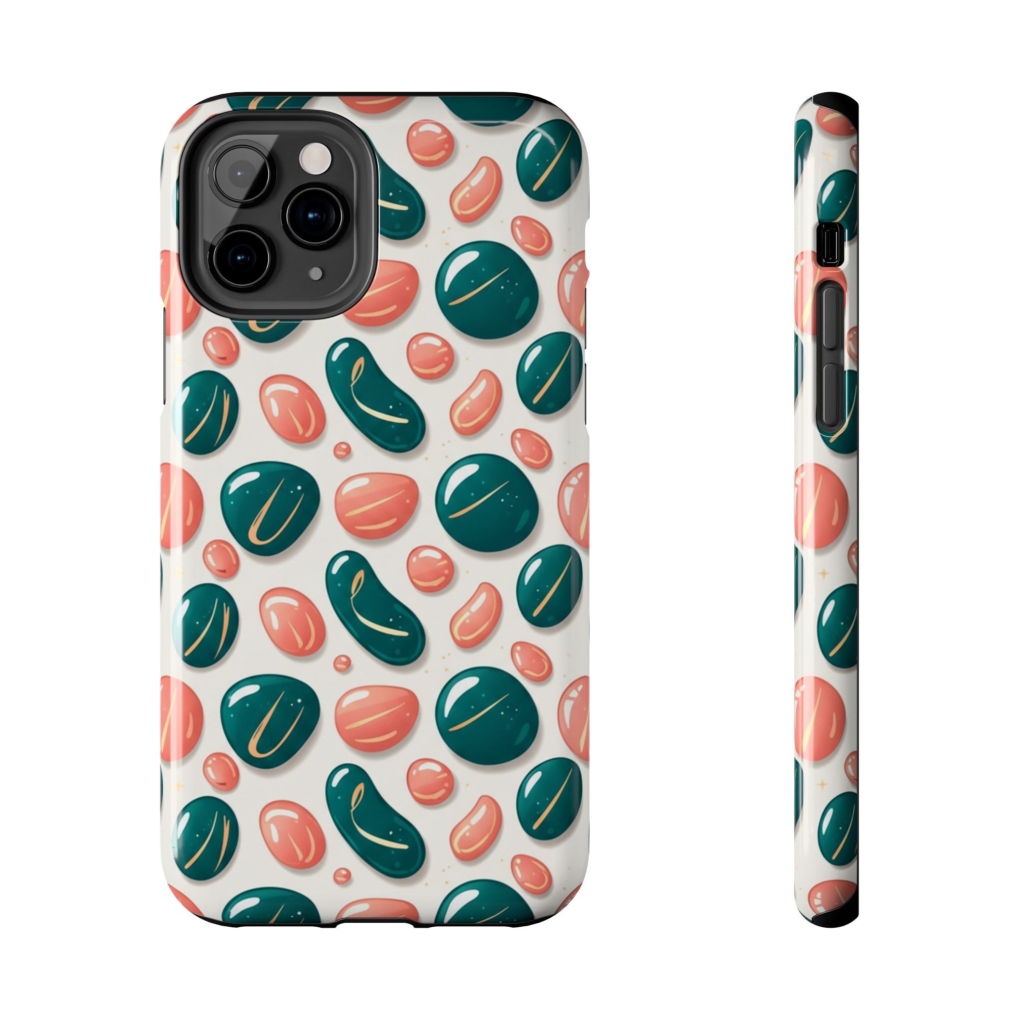 Abstract Pebble Pattern Tough Phone Case — Coral & Teal Protective Cover