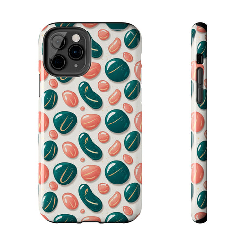 Abstract Pebble Pattern Tough Phone Case — Coral & Teal Protective Cover