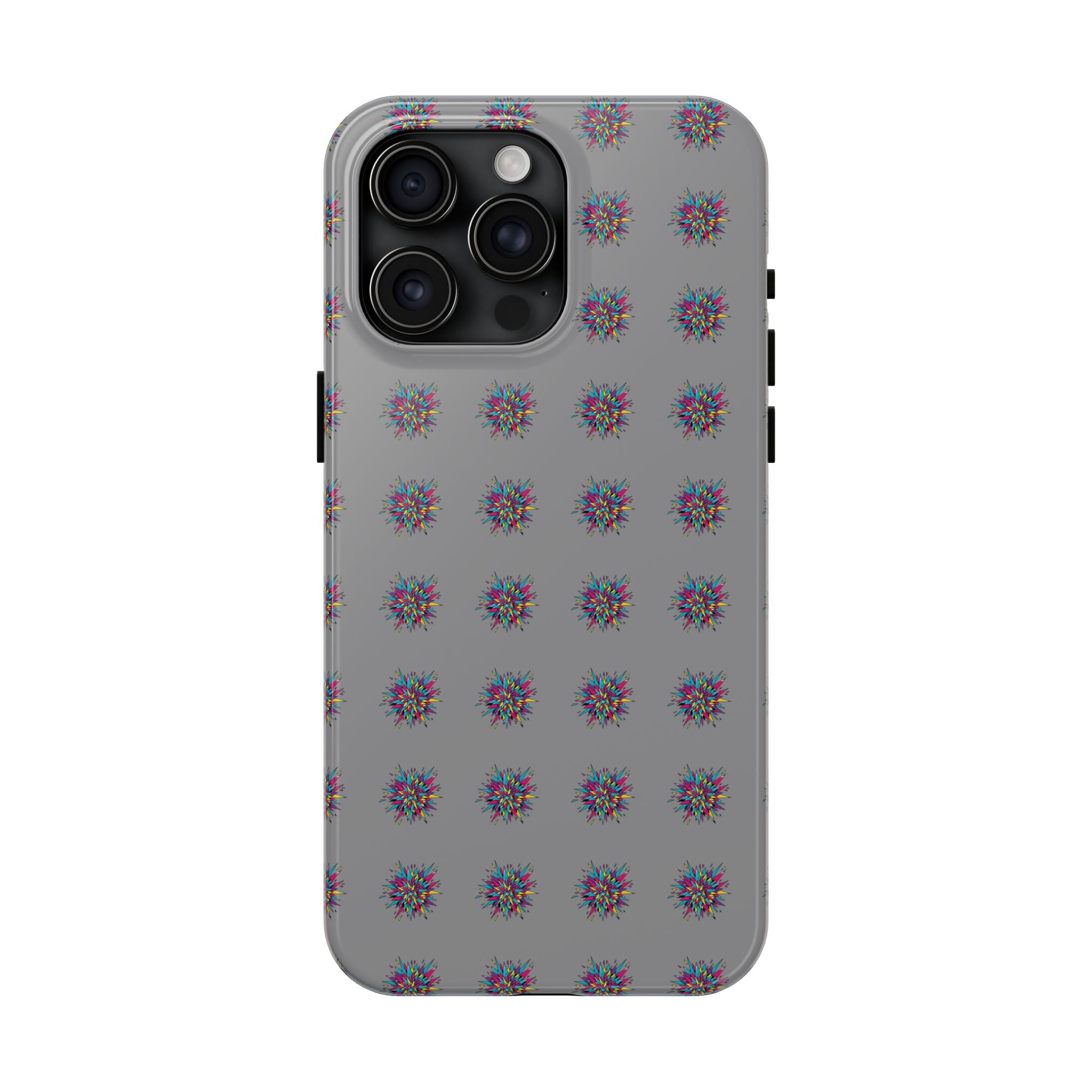 Tough Phone Case — Abstract Floral Burst Pattern on Gray (Protective Slim Fit)